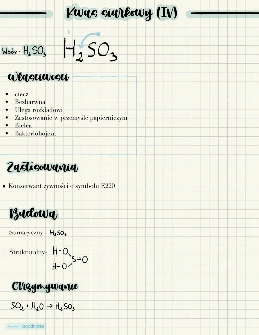 Wzór: H₂SO₁₂
•
•
•
.
•
Kwas siarkowy (IV)
На
Wlasciwosci
ciecz
Bezbarwna
Ulega rozkładowi
12503
Zastosowanie w przemyśle papierniczym
Bielca