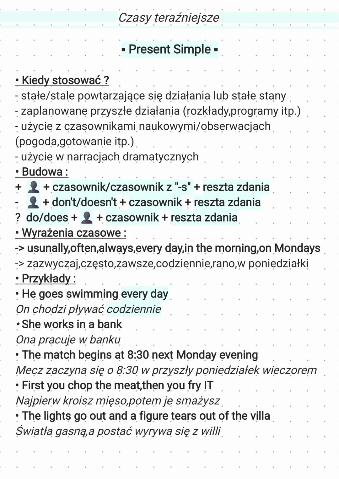 Czasy teraźniejsze w języku angielskim