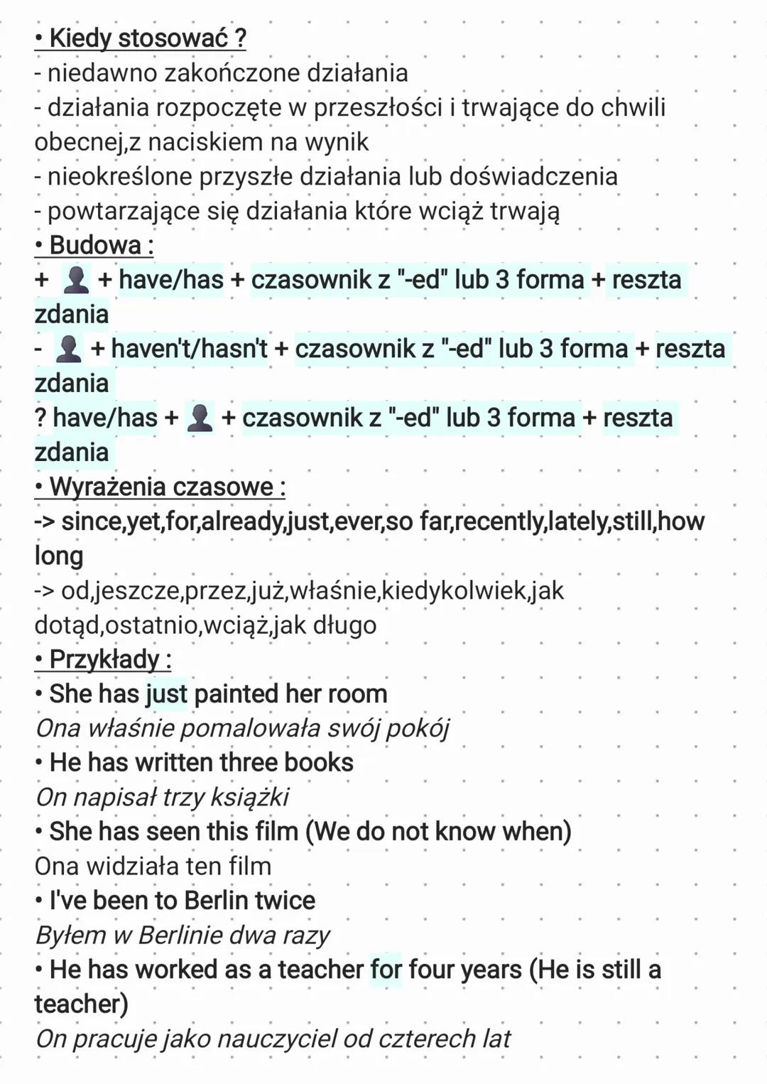 Czasy teraźniejsze
▪ Present Simple ▪
• Kiedy stosować ?
- stałe/stale powtarzające się działania lub stałe stany
- zaplanowane przyszłe d
