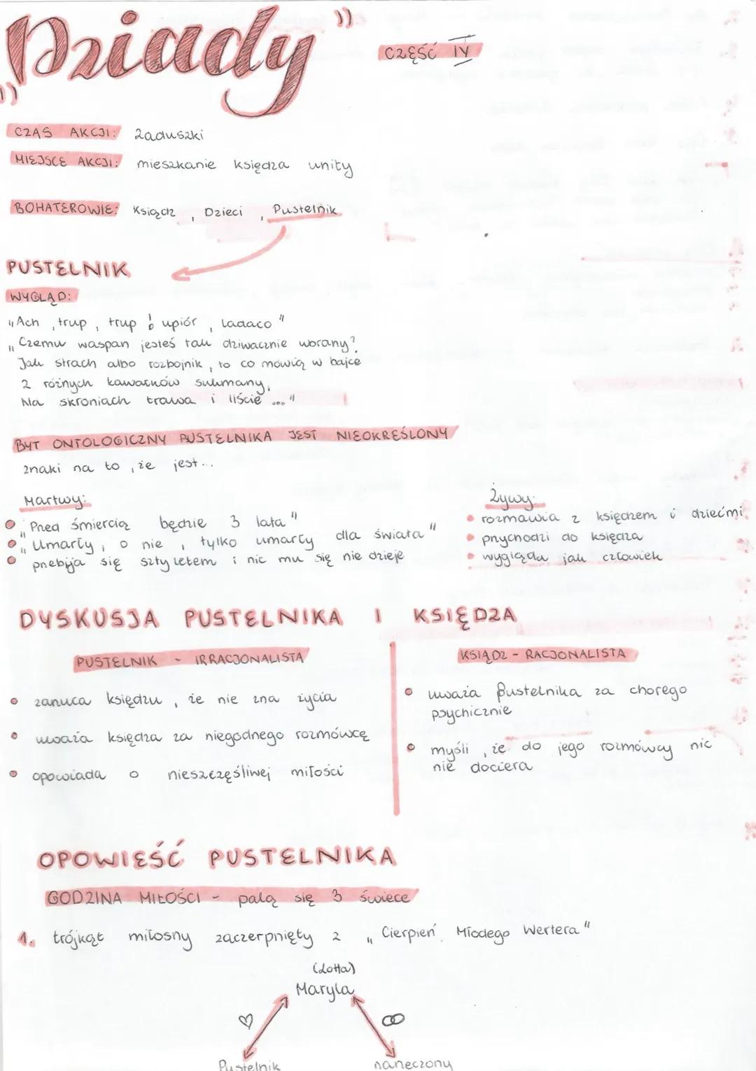 ## Dziady
))
CZĘŚĆ IV
CZAS AKCJI: Zaduszki
MIEJSCE AKCJI: mieszkanie księdza unity
BOHATEROWIE: Ksiądz , Dzieci , Pustelnik
PUSTELNIK