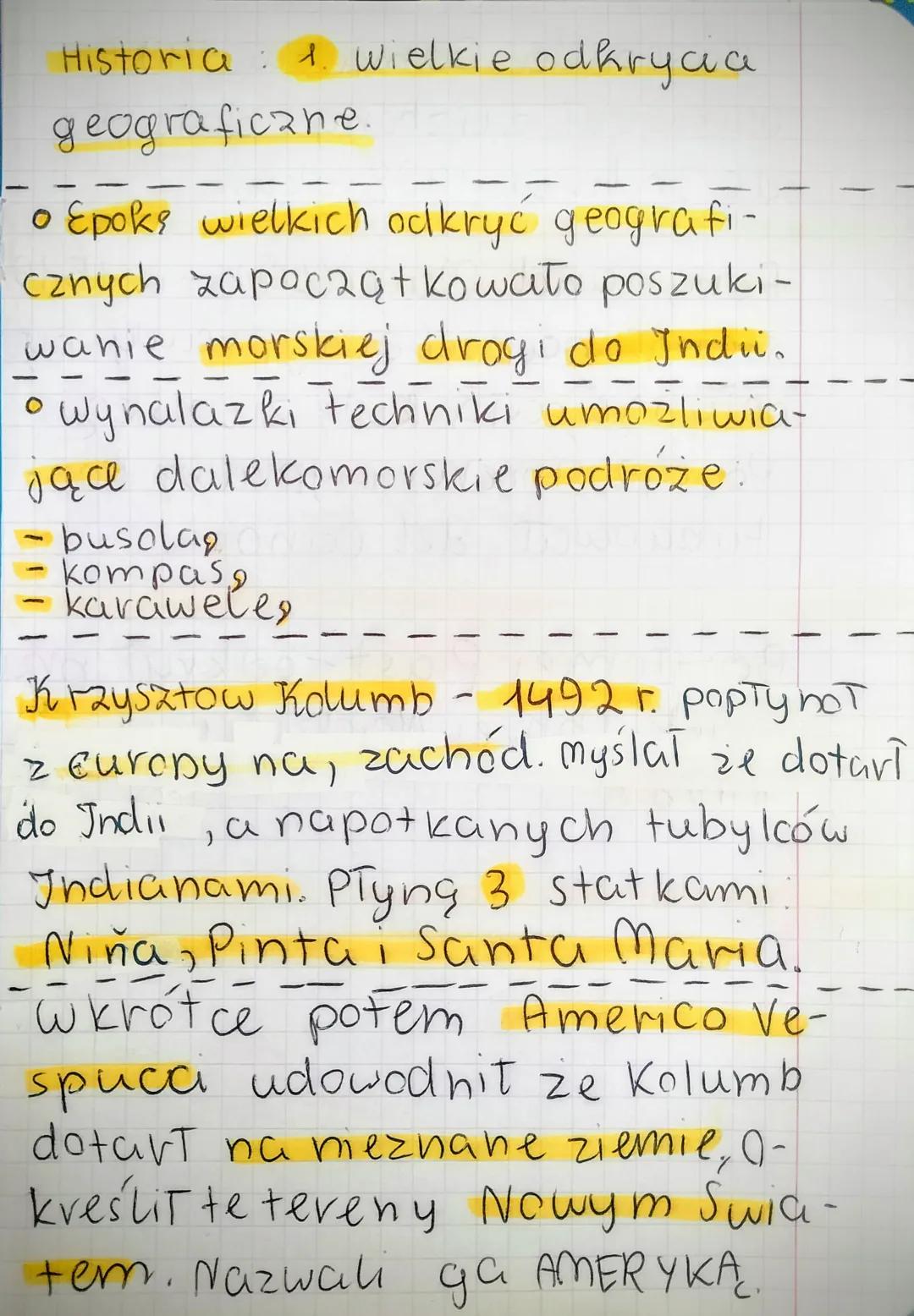 Historia: 1. Wielkie odkrycia
geograficzne.
• Epoks wielkich odkryć geografi-
cznych zapoczątkowało poszuki-
wanie morskiej drogi do Indii.