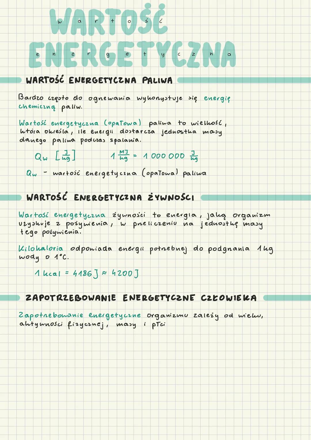 WARTOŚĆ
ENERGETYCZNA
WARTOŚĆ ENERGETYCZNA PALIWA
Bardzo często do ognewania wykonystuje się energię
chemiczną paliw.
Wartość energetyczna (o
