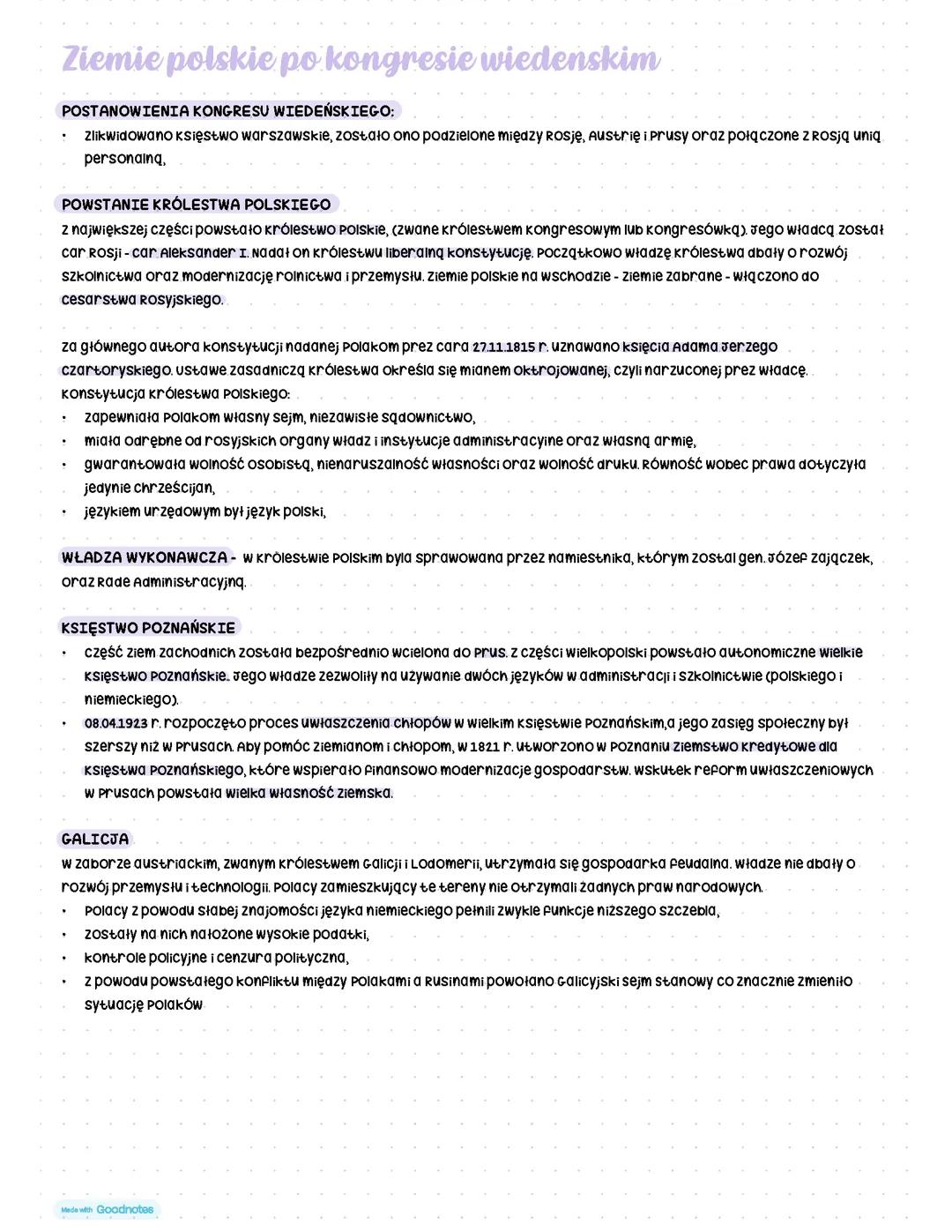 Ziemie polskie po kongresie wiedeńskim