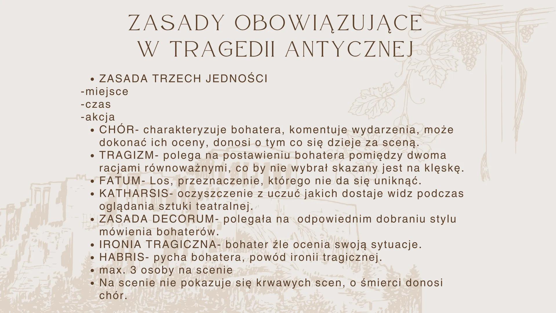 POWSTANIE TEATRU
Teatr grecki pochodzi z kultu Dionizosa, boga
wina, płodności i zabawy. Jego czciciele
śpiewali dla niego pieśni pochwalne