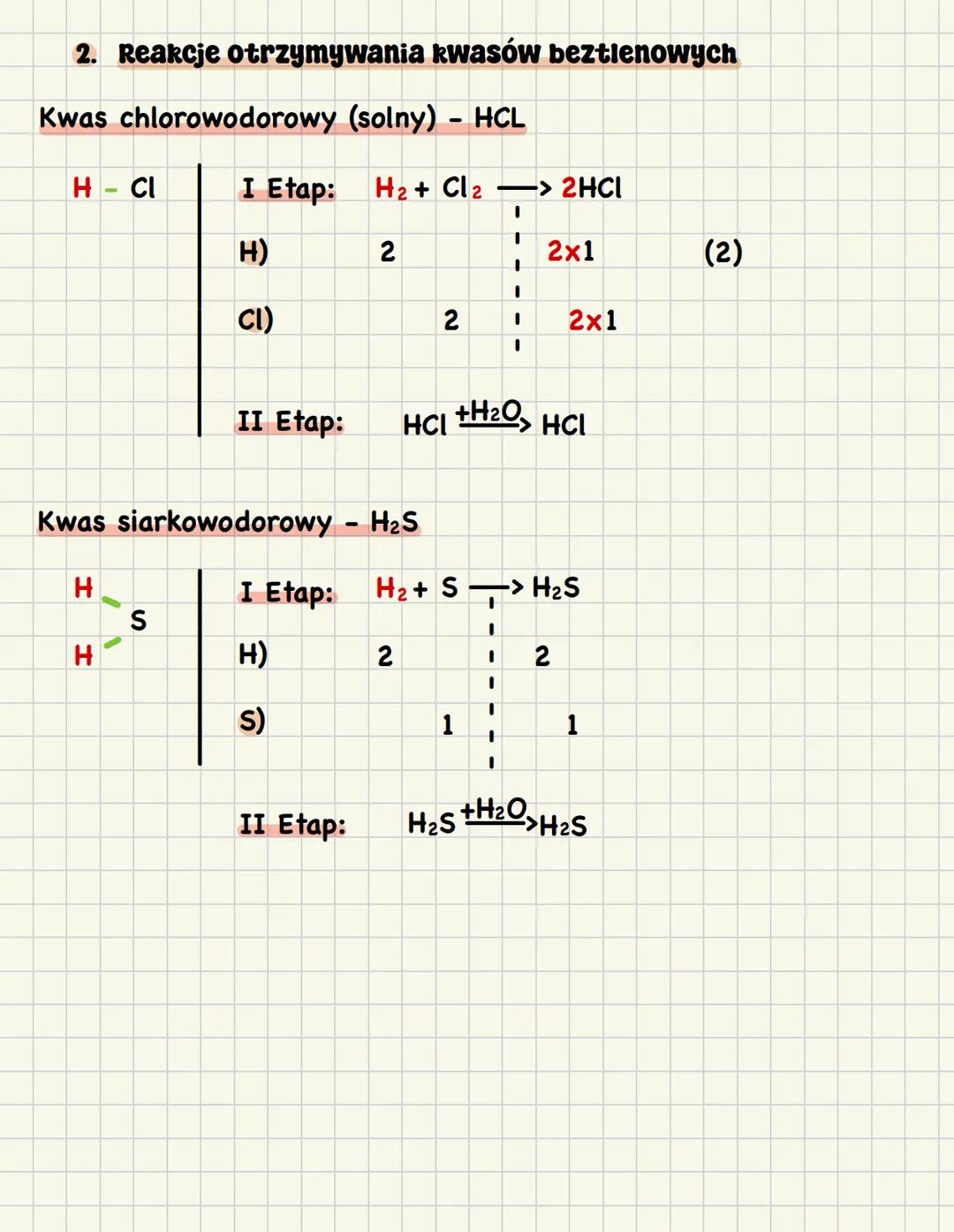 Reakcje otrzymywania kwasów
1. Reakcje otrzymywania kwasów tlenowych
Kwas węglowy - H2CO3
IV II
H-O
CzO2 + H₂O -> H2CO3
C=O
H-O
C) 1
1
2
2
O