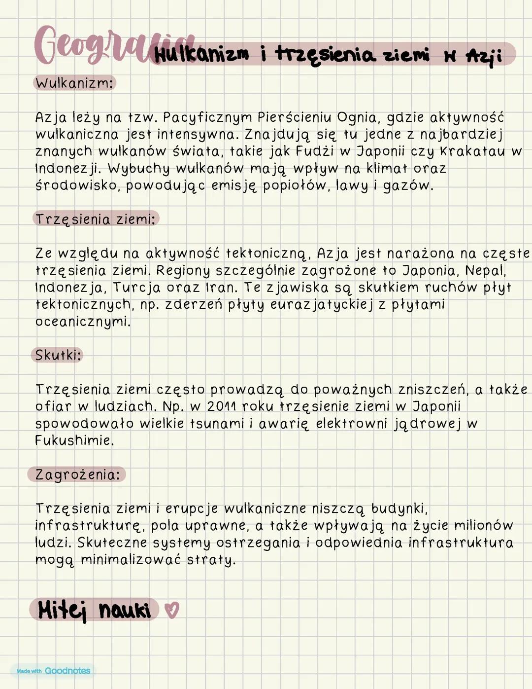 Wulkanizm i trzęsienia ziemi w Azji