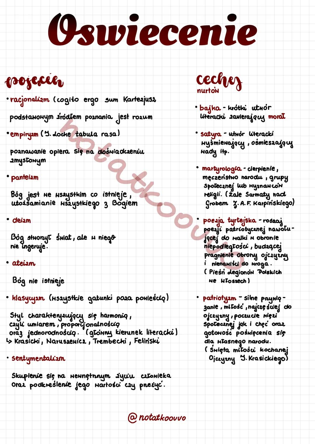# Oswiecenie
pojesin
•racjonalizm (cogito ergo sum Kartezjusz
Podstawowym źródłem poznania jest rozum
empiryam (3. Locke tabula rasa)
p