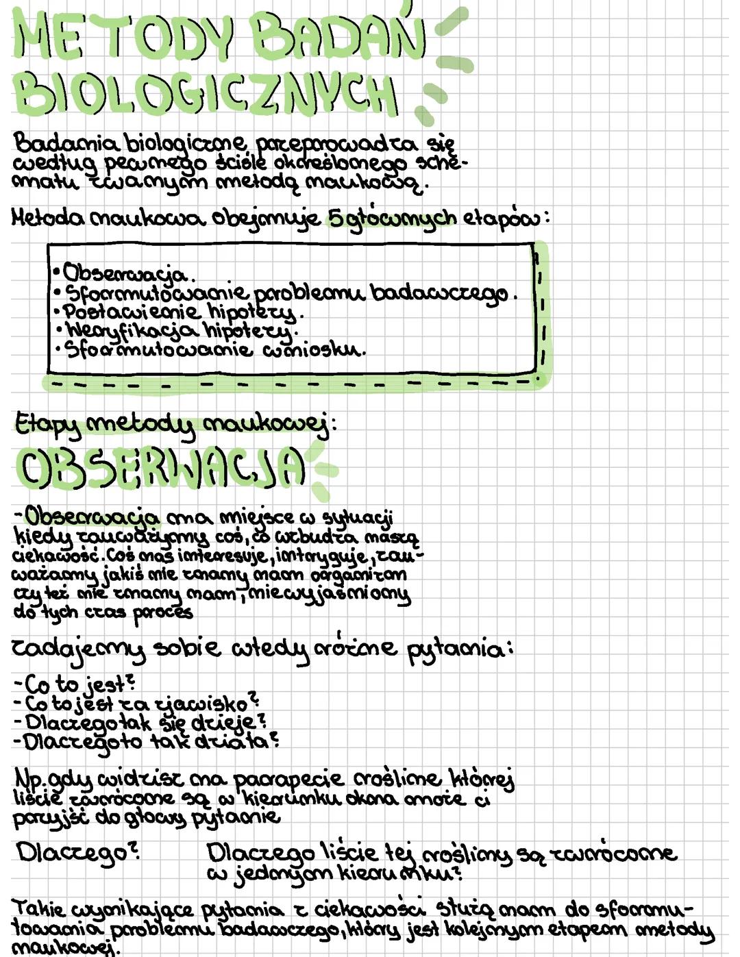 Metody badań biologicznych dla klasy 1 liceum