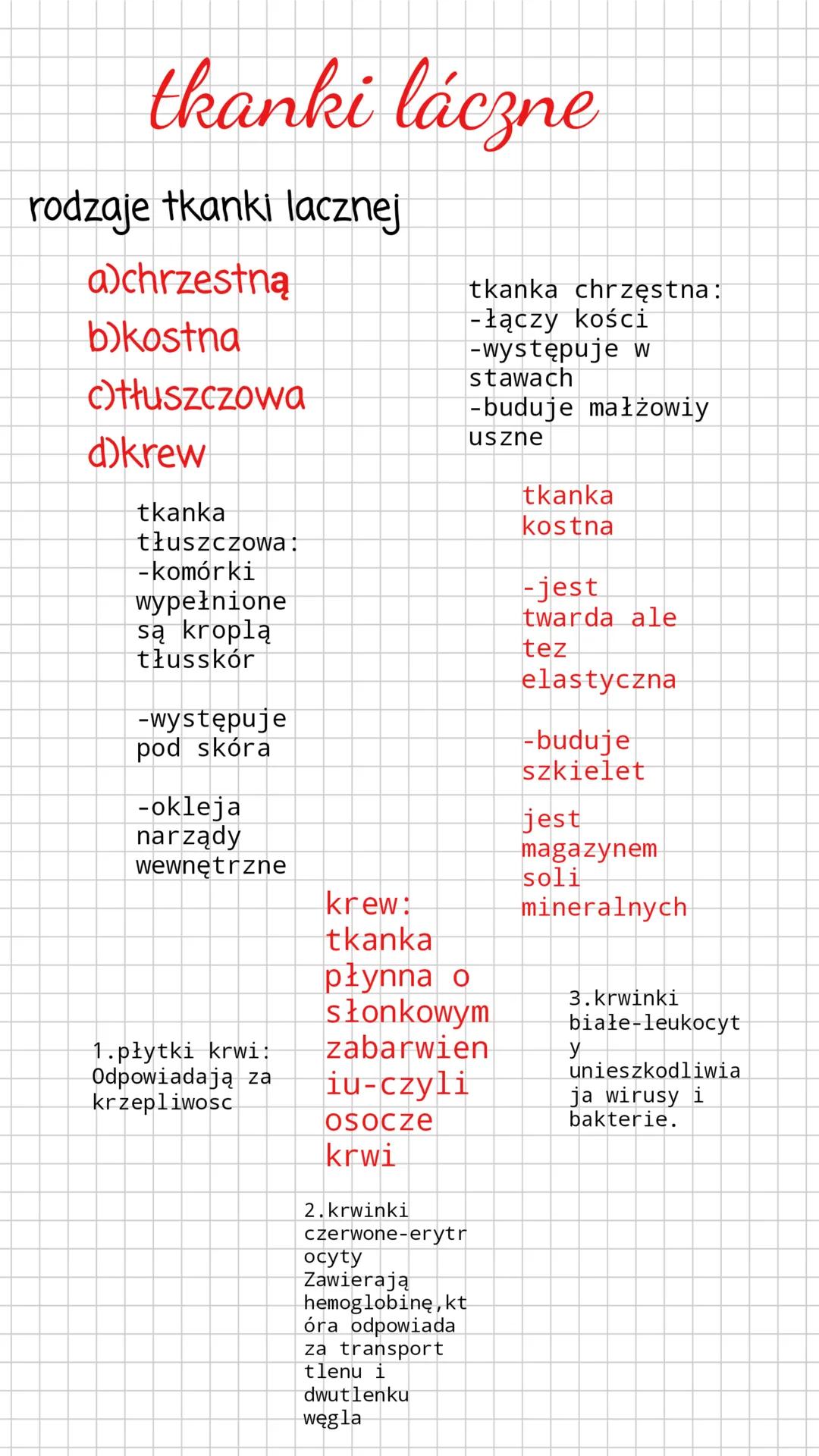 # tkanki láczne
rodzaje tkanki lacznej
a)chrzestną
b)kostna
c)tłuszczowa
d)krew
tkanka chrzęstna:
-łączy kości
-występuje w
stawach
-budu