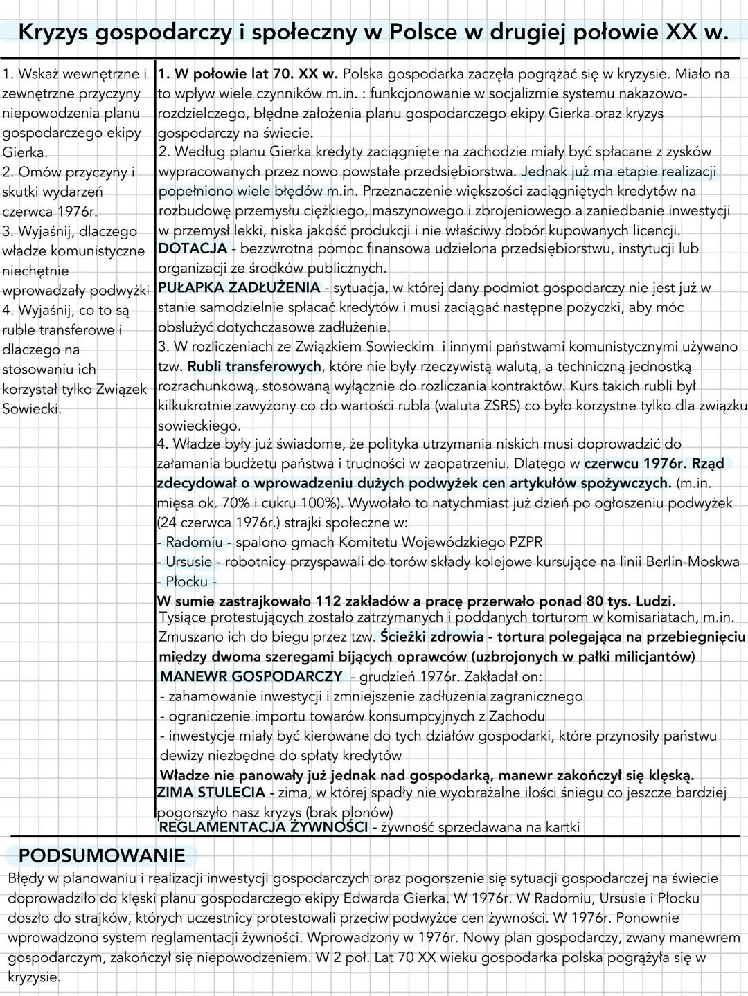 Polska Rzeczypospolita Ludowa w czasach Edwarda Gierka (1971-1976)
1. Wyjaśnij na czym
polegała koncepcja
budowy Drugiej Polski
i omów sposo