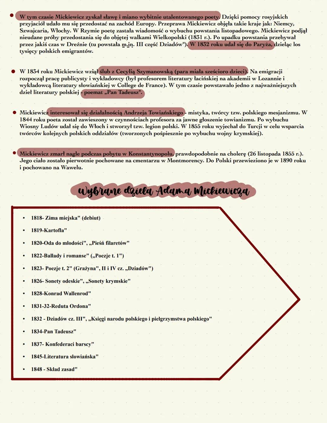 Adam Mickiewicz
BIOGRAFIA
Adam Mickiewicz (1798-1855) - to wybitny poeta,
zaliczany do grona trzech wieszczów literatury polskiej
(pozostali