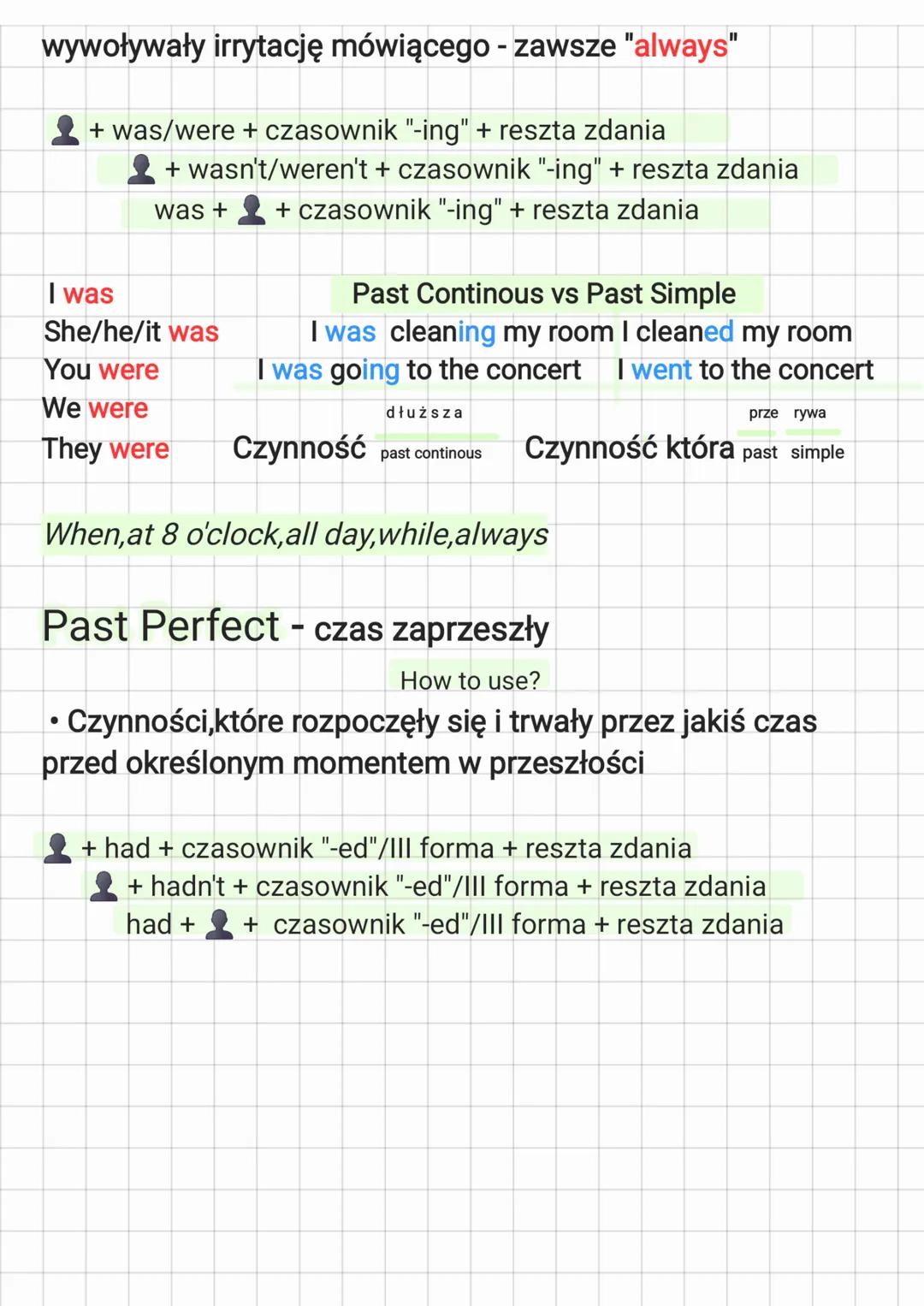 Czasy przeszłe
Past Simple - dokonany zrobiliśmy
•
How to use?
⚫ Czynności rozpoczęte i zakończone w przeszłości
.
• Seria czynności które w