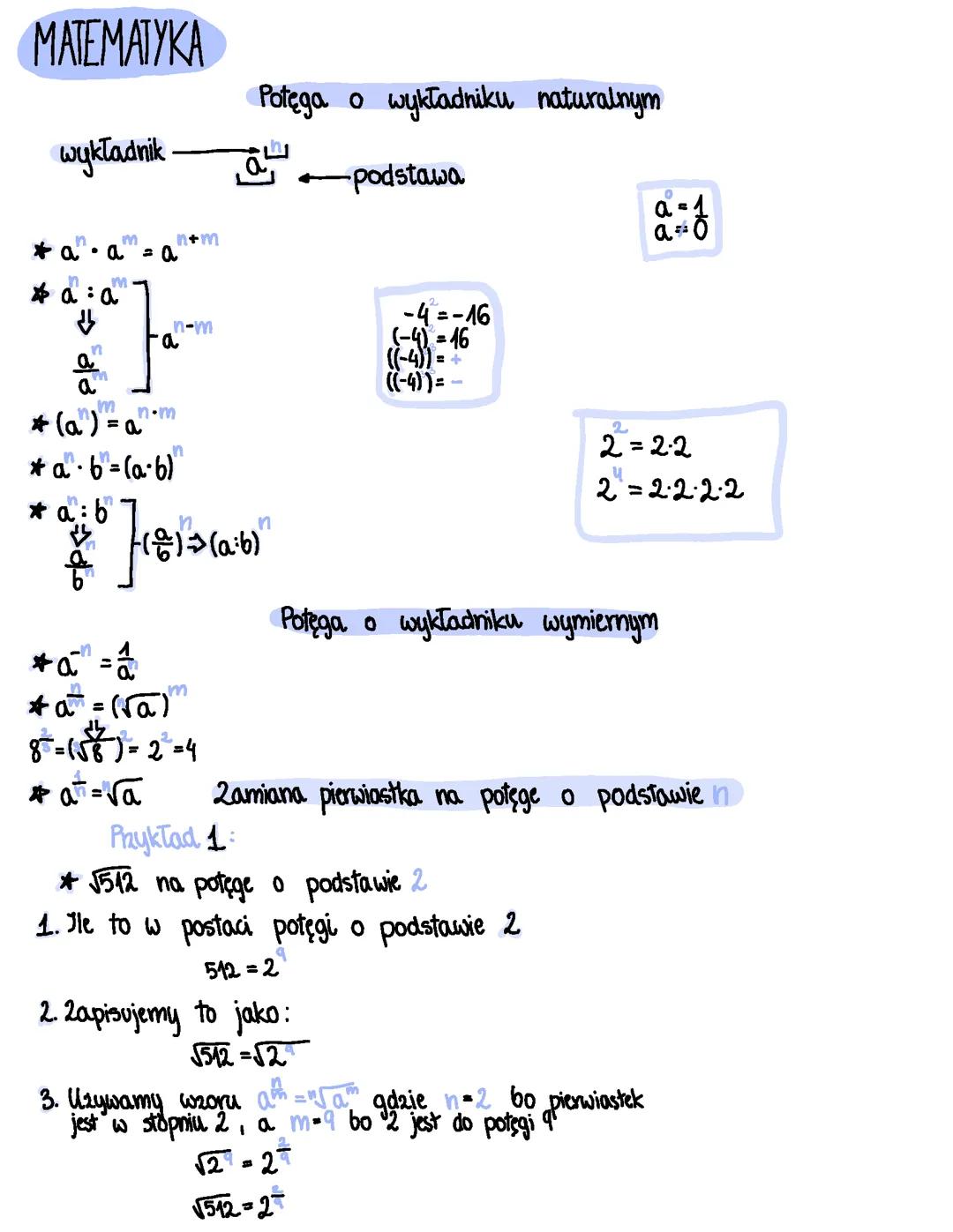 Potęgi o wykładnikach Naturalnych i wymiernych