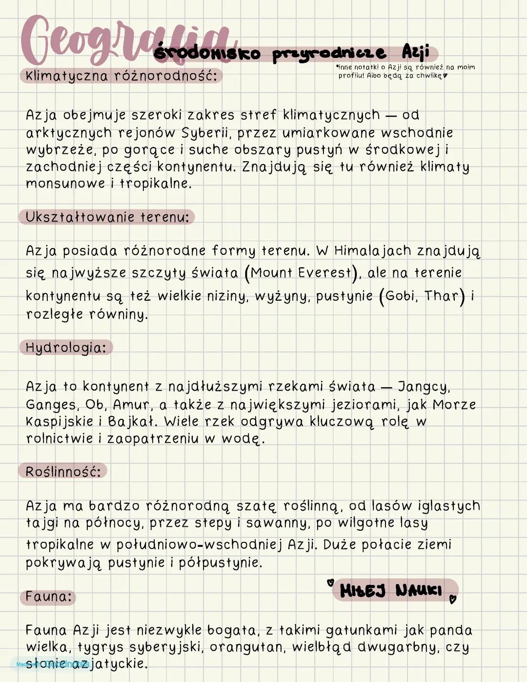 środowiskowisko przyrodnicze azji