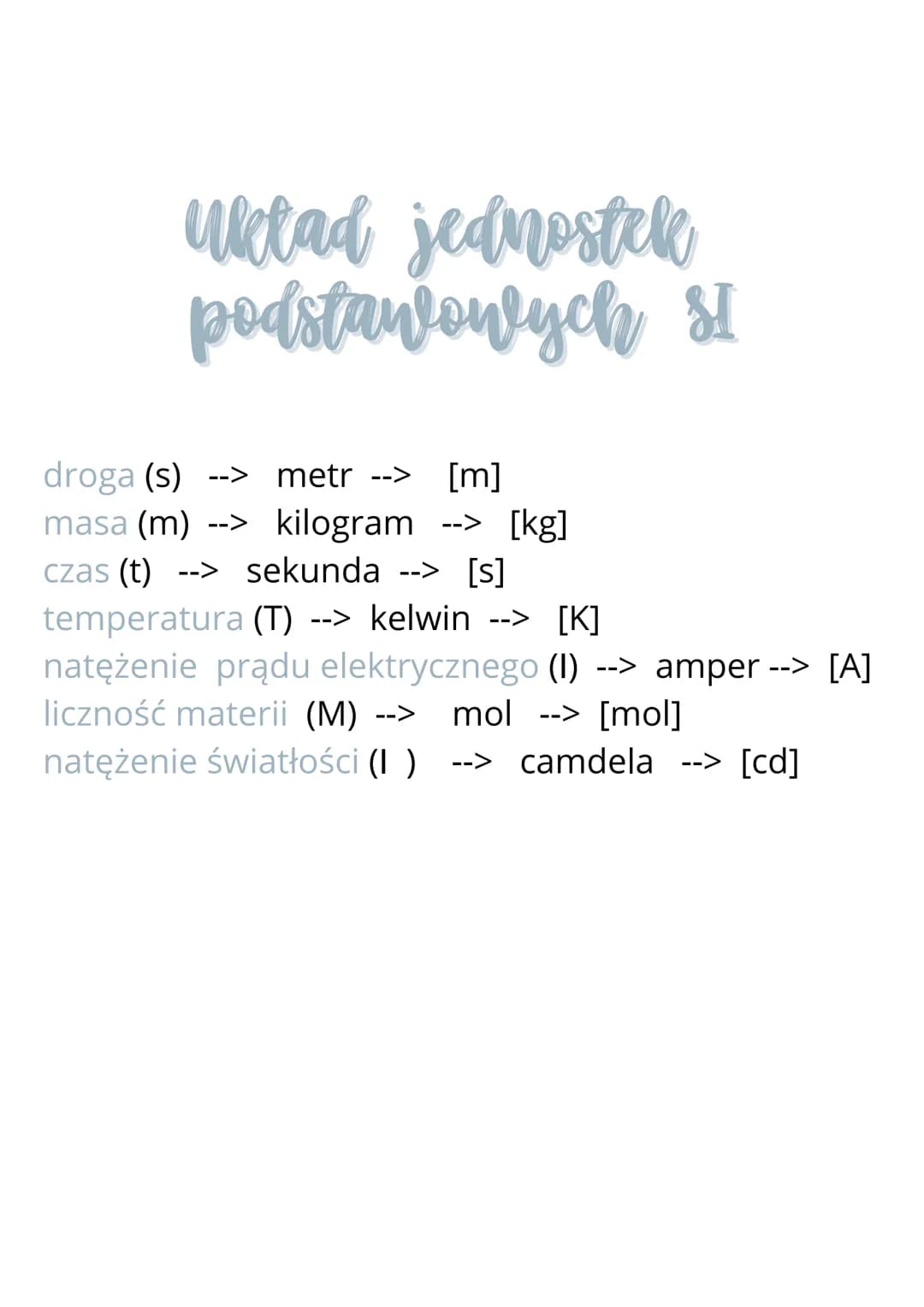 Układ jednostek podstawowych SI – strona 1