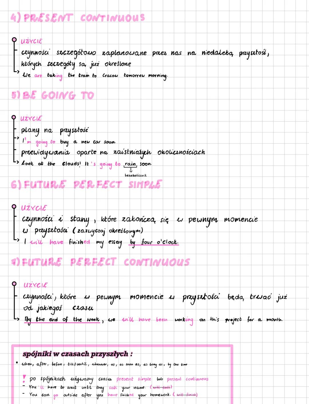 # Czasy przyszłe
4) FUTURE SIMPLE
O UŻYCIE
- spontaniczne decyzje
-> I will go to the shop.
- przewidywania przyszłości
-> I'm sure yo