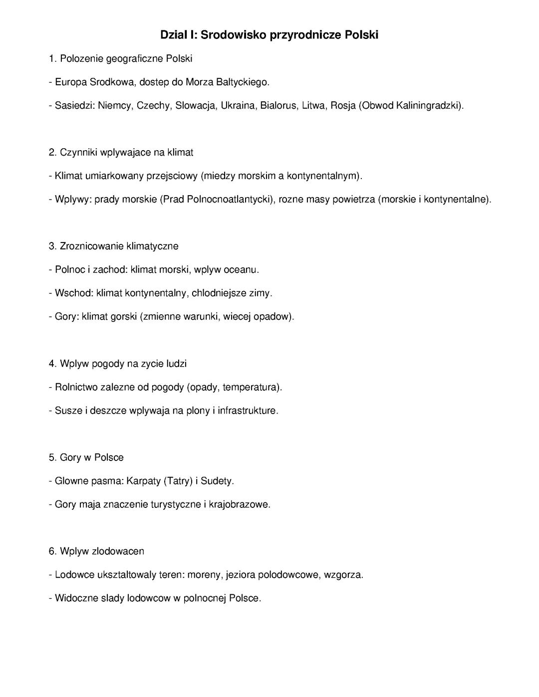 Geografia klasa 7 dział 1 streszczenie