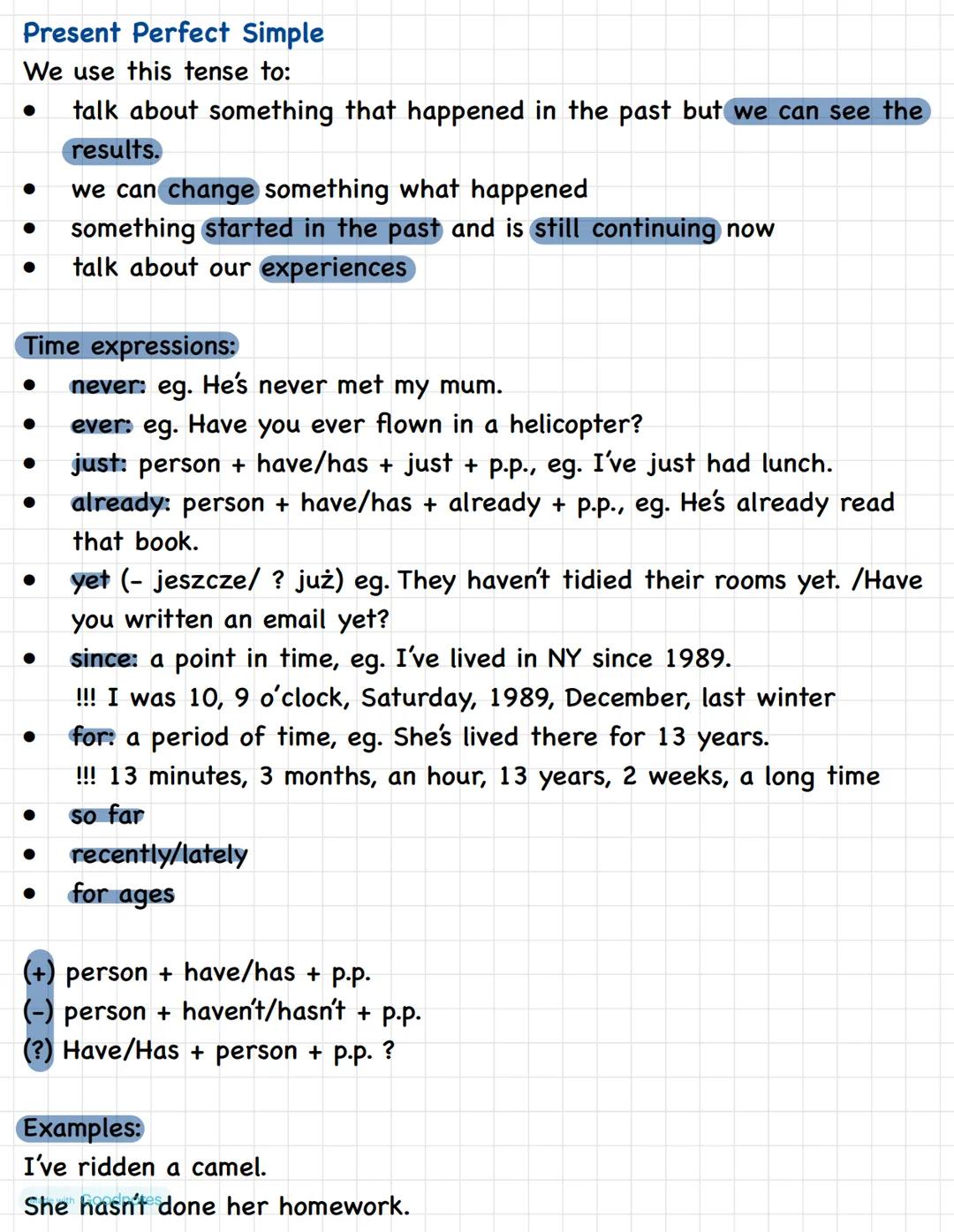 Present Simple
We use this tense to talk about:
timetables/schedules (future)
•
our habits/routines
•
.
•
permanent states/facts
reviews/spo