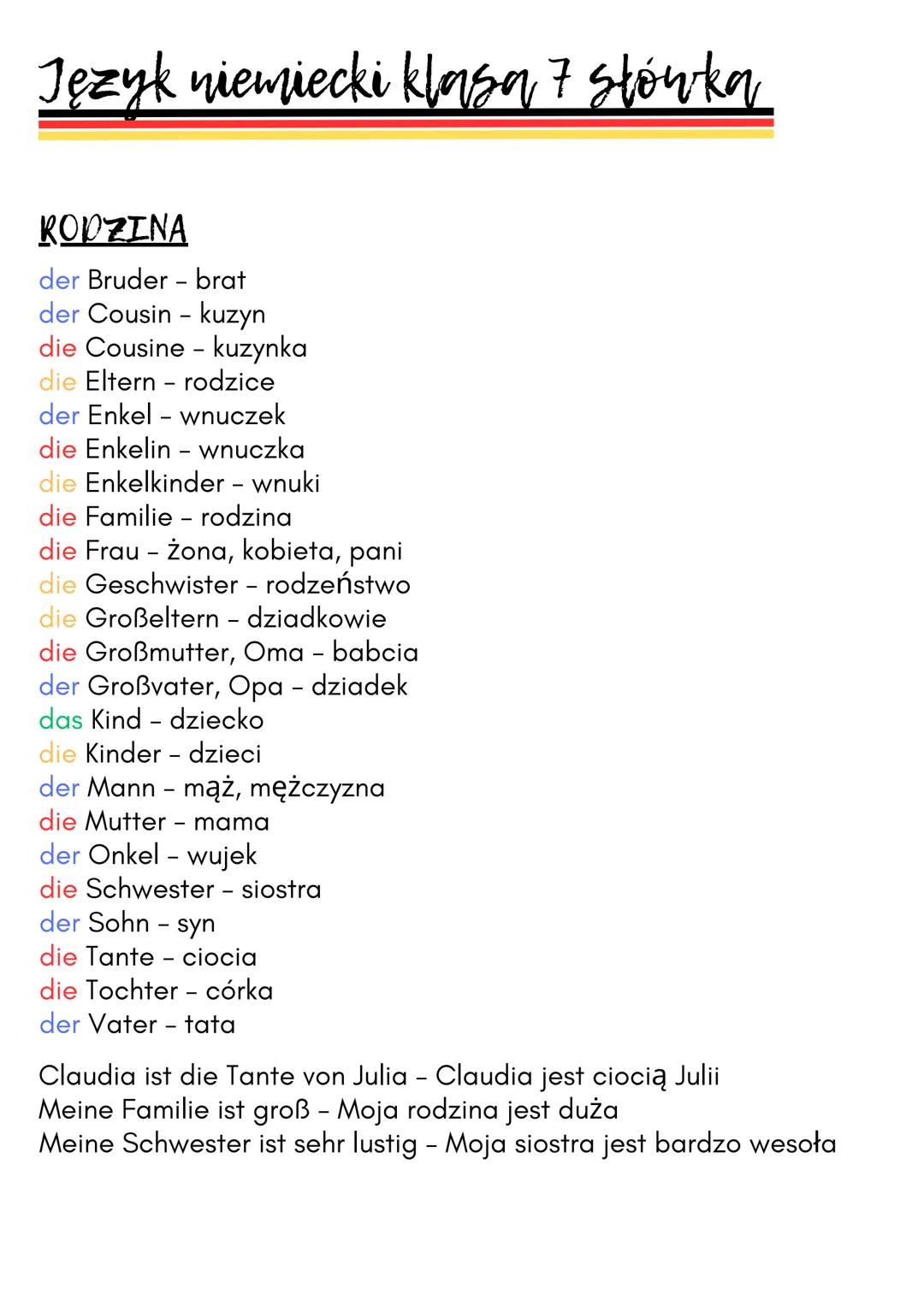 # Język niemiecki klasa 7 stówka
DANE OSOBOWE
Ich heiße... - Nazywam się...
Ich bin aus... - Jestem z...
Ich komme aus... - Pochodzę z...
I