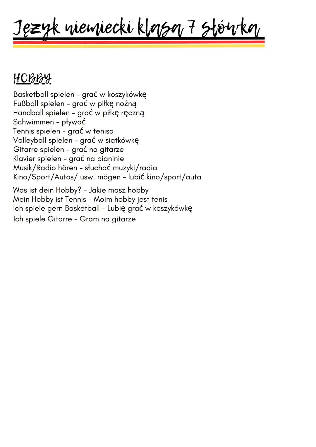 # Język niemiecki klasa 7 stówka
DANE OSOBOWE
Ich heiße... - Nazywam się...
Ich bin aus... - Jestem z...
Ich komme aus... - Pochodzę z...
I