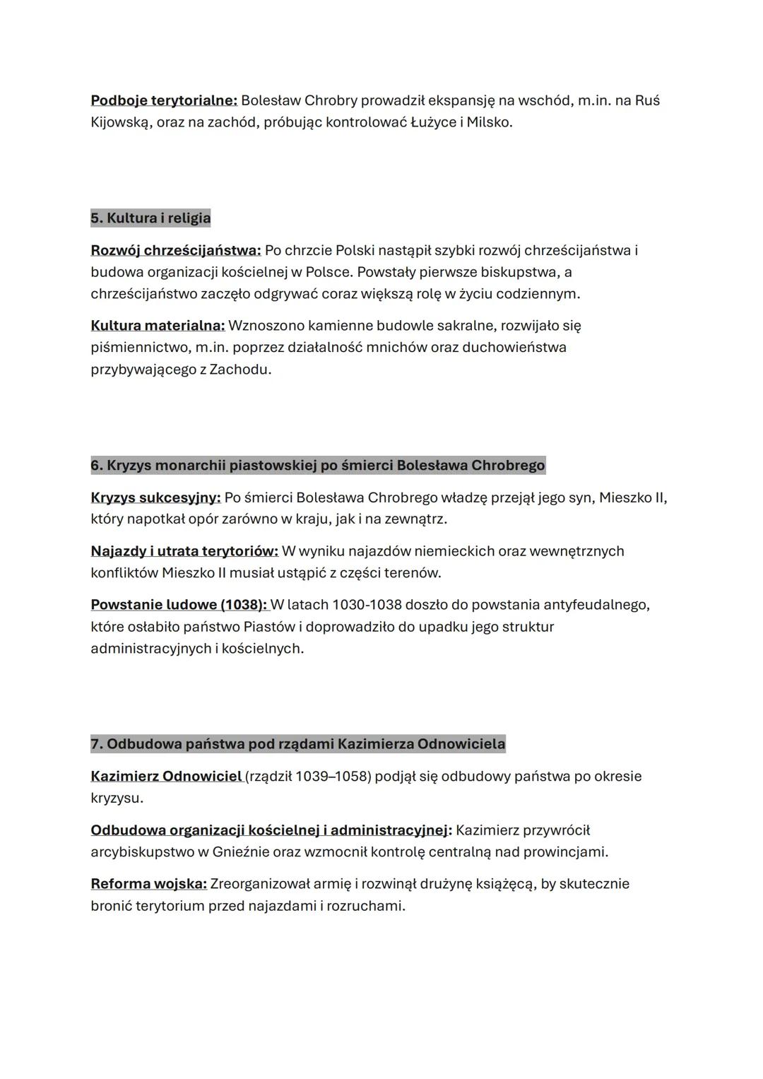 # 1. Początki państwa polskiego
Legendarny początek dynastii: Legenda o Lechu, Czechu i Rusie, a także o Piaście
Kołodzieju.
Mieszko I-pie