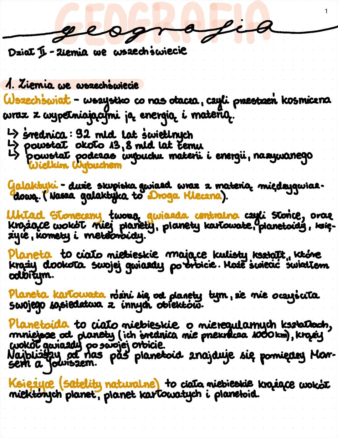 Geografia. Ziemia we wszechświecie. Liceum i technikum