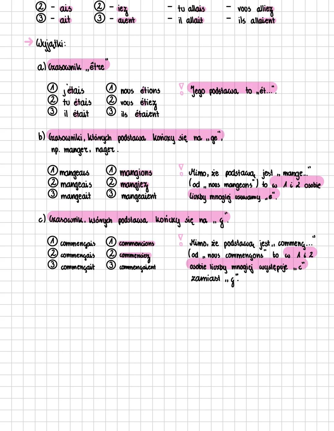# L'imparfait
1 Zastosowanie:
Czynność ciągła (rozpoczęcie ani zakończenie oxynności nie jest sprecyzowane).
np. Pierre buvait un café da