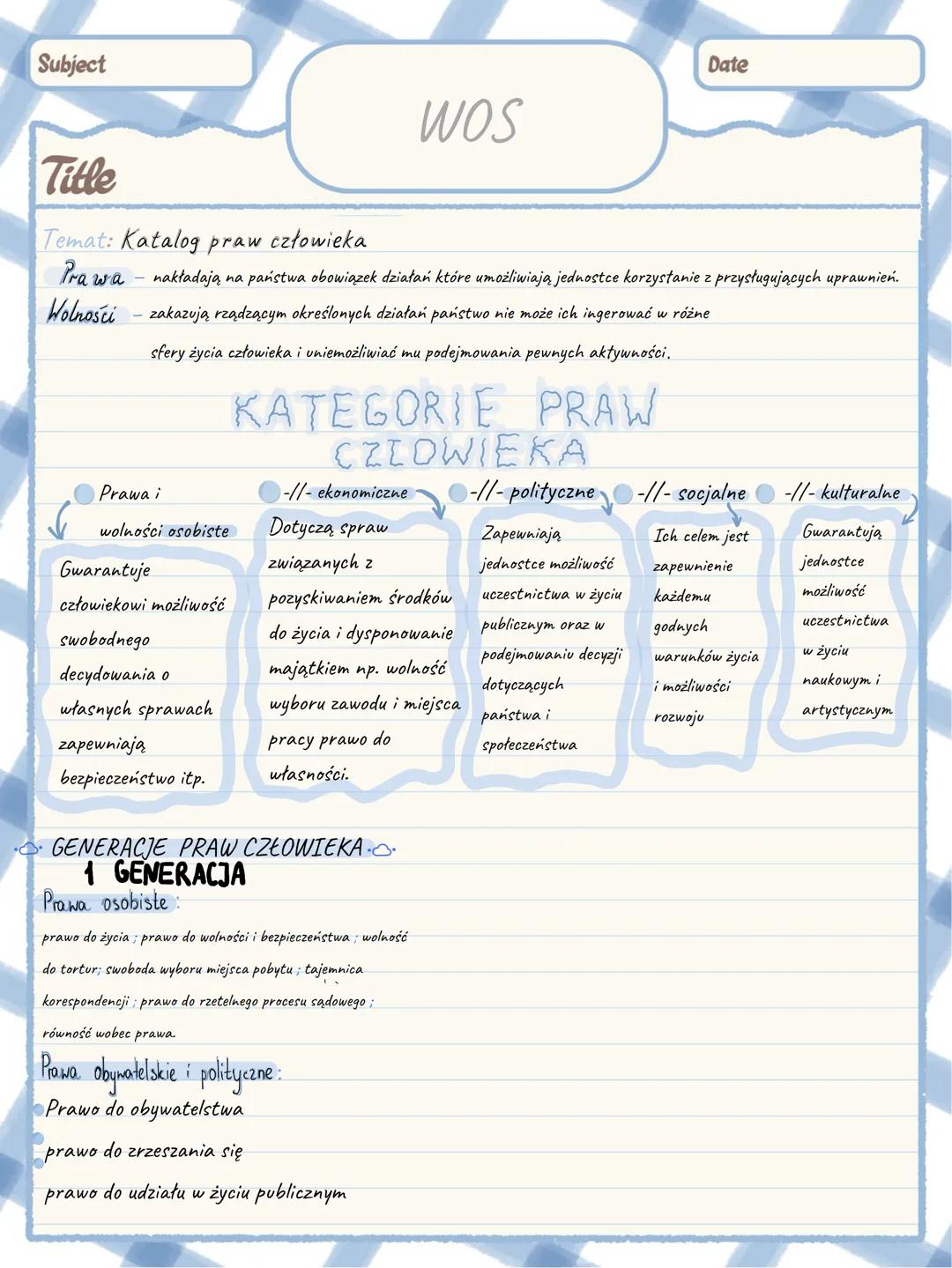 Subject
Date
WOS
Title
Temat: Katalog praw człowieka
Prawa - nakładają na państwa obowiązek działań które umożliwiają jednostce korzyst