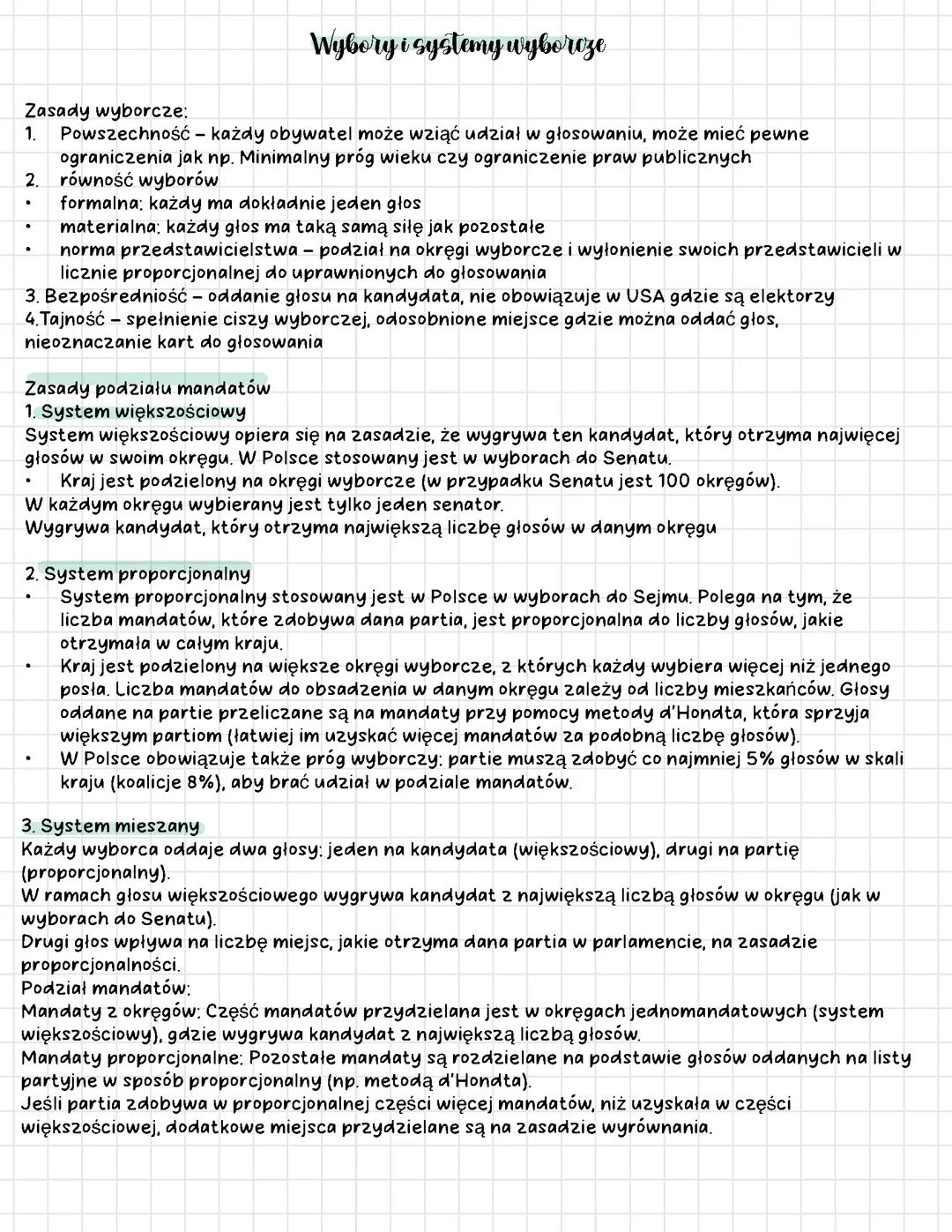 Wybory i systemy wyborcze wos