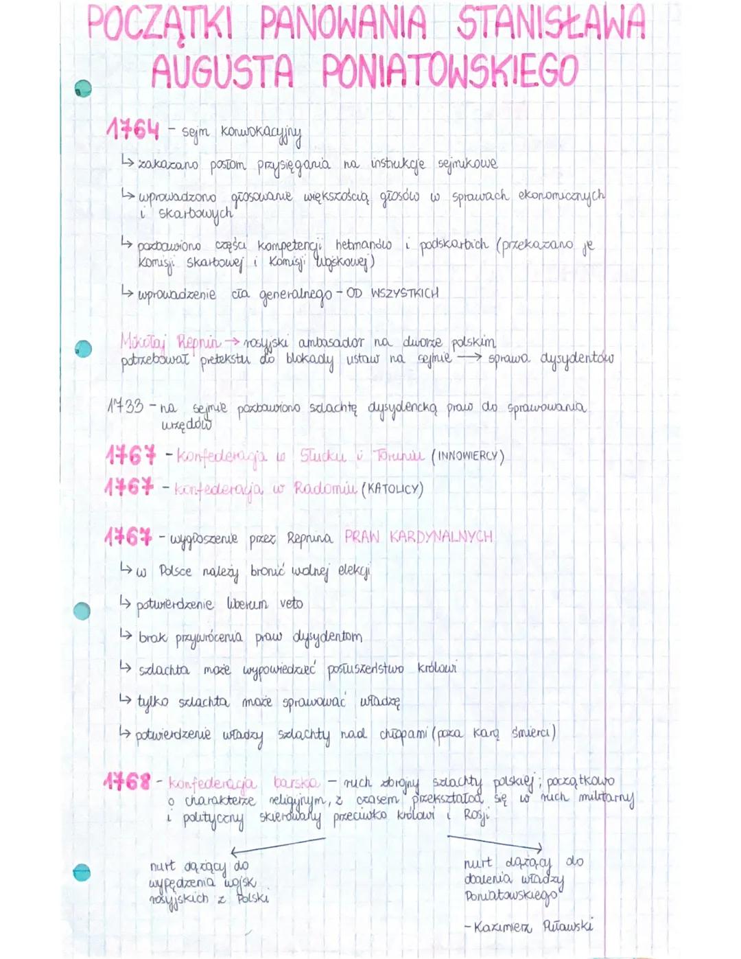 Początki panowania Stanisława Augusta Poniatowskiego