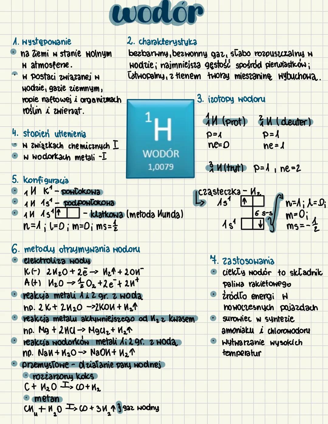 # wodor
1. występowanie
•na Ziemi w stanie wolnym
w atmosfere.
•w postaci związanej w
Hodzie, gazie ziemnym,
ropie naftowej i organizmach