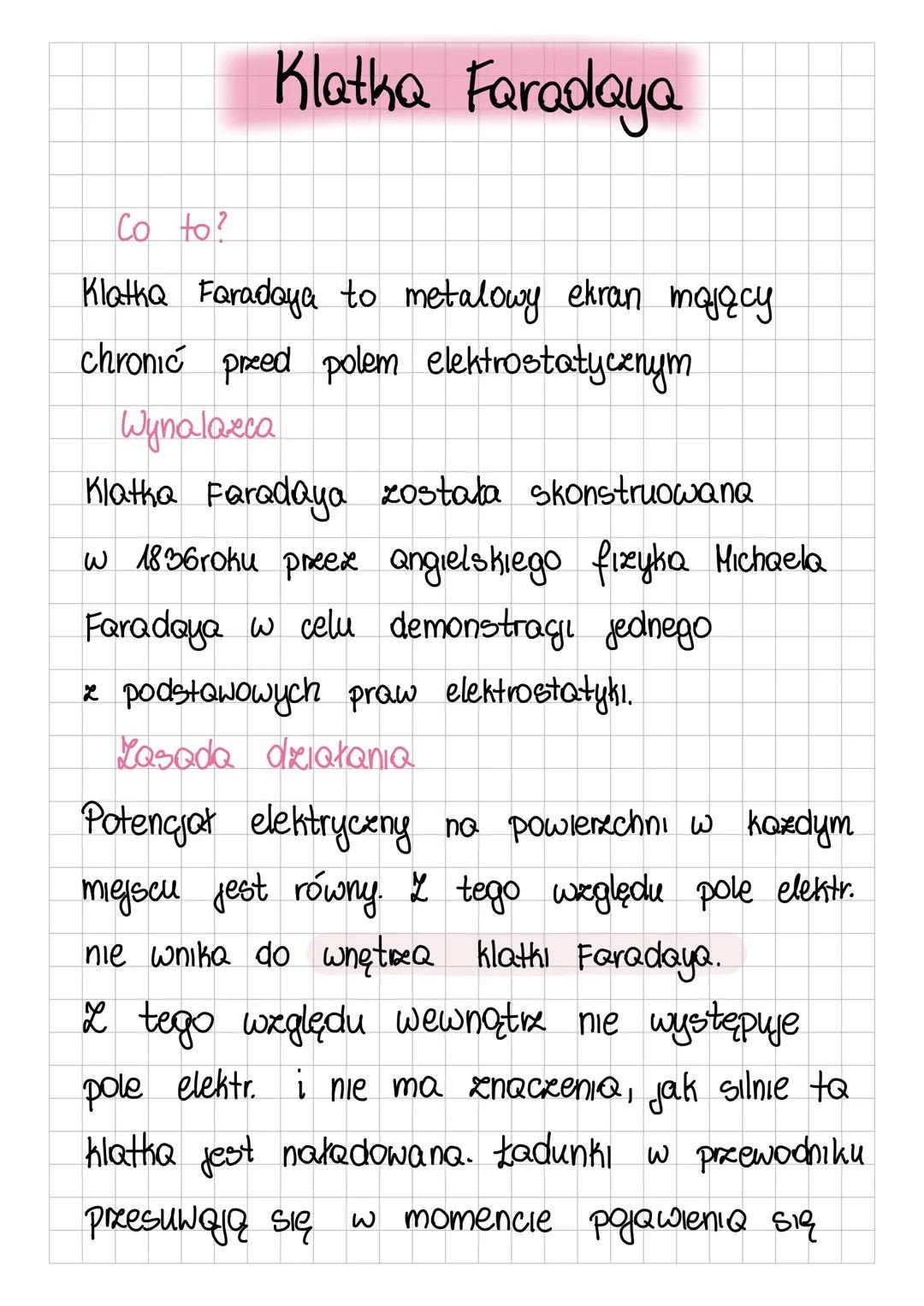 # Klatka Faradaya
Co to?
Klatka Faradaya to metalowy ekran mający
chronić preed polem elektrostatycznym
Wynalazca
Klatka Faradaya został