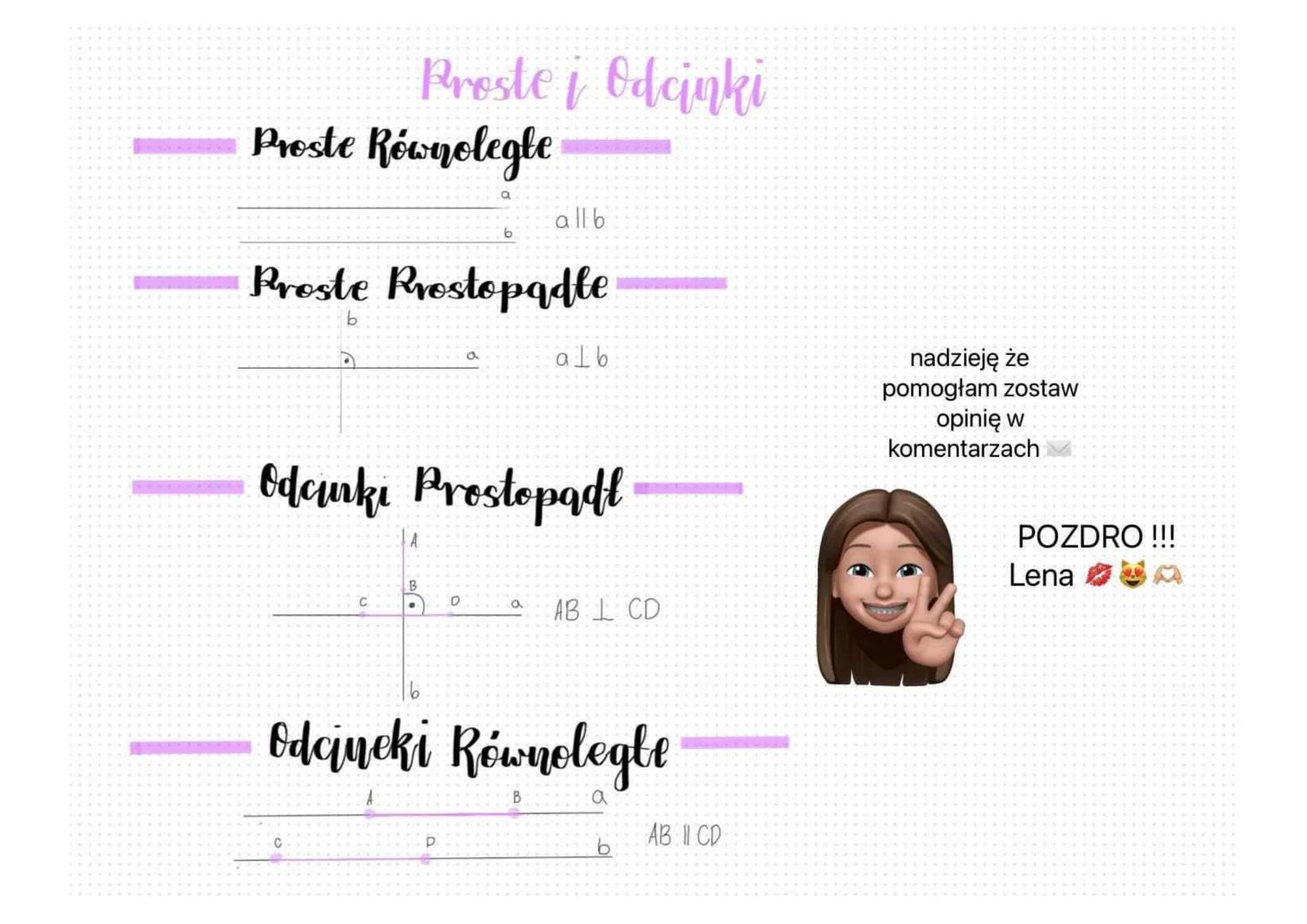 Proste i Odcinki
Proste Równolegle
a
all b
Proste Prostopadle
b
alb
Odcinki Prostopadł
B
D
a
ABCD
Odcineki Równolegle
B
a
b
AB 11 CD
nadziej