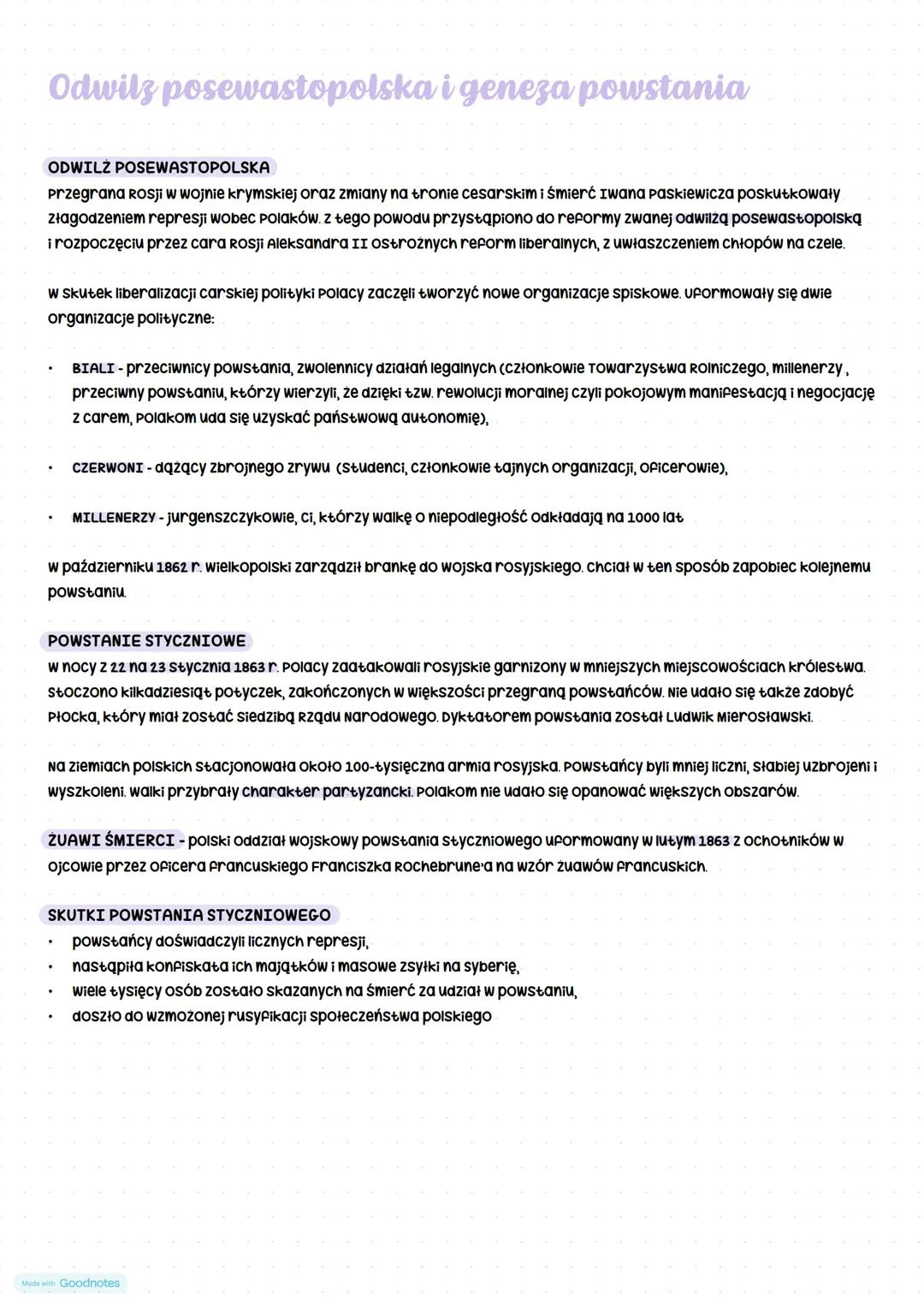 # Odwilz posewastopolska i geneza powstania
ODWILŻ POSEWASTOPOLSKA
przegrana Rosji w wojnie krymskiej oraz zmiany na tronie cesarskim i śm