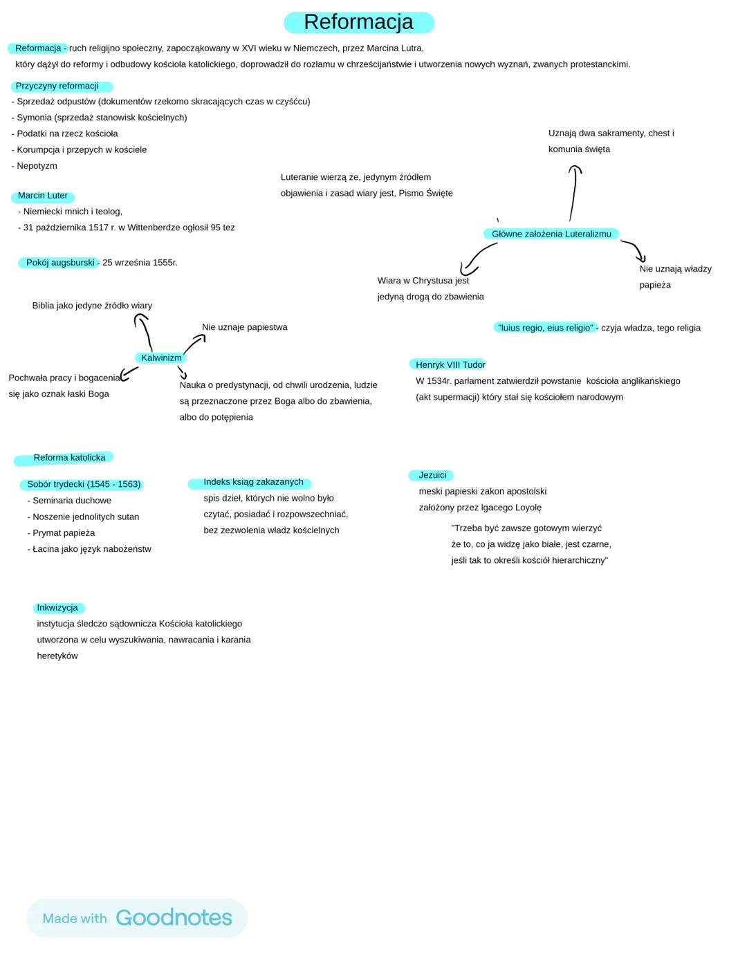 # Reformacja
Reformacja - ruch religijno społeczny, zapoczątkowany w XVI wieku w Niemczech, przez Marcina Lutra,
który dążył do reformy i o