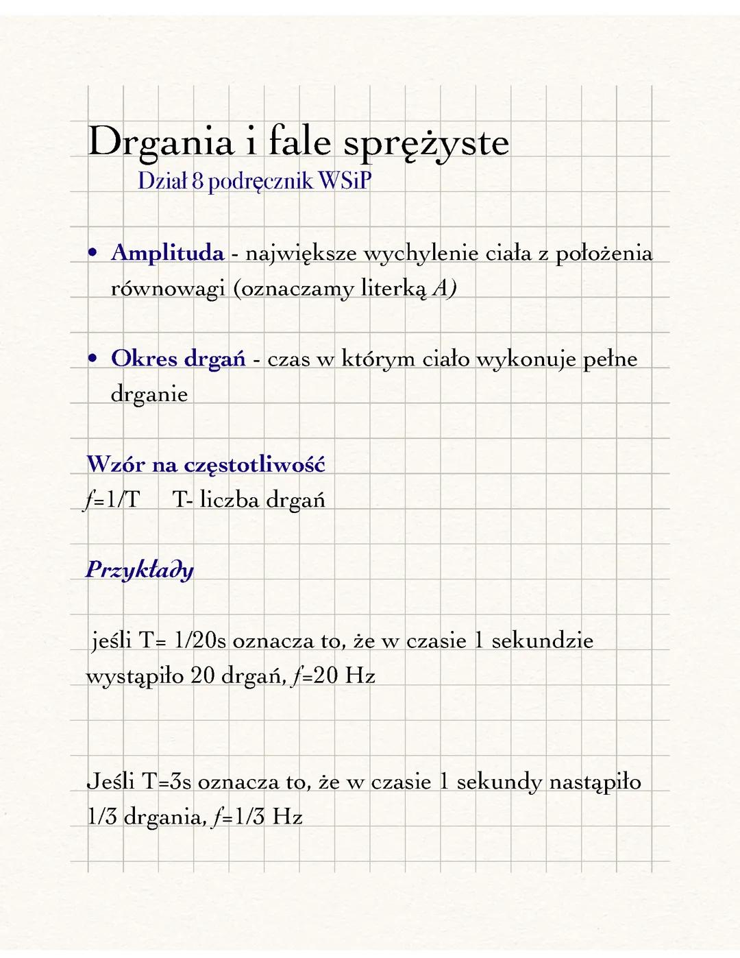 Drgania i fale sprężyste klasa 8