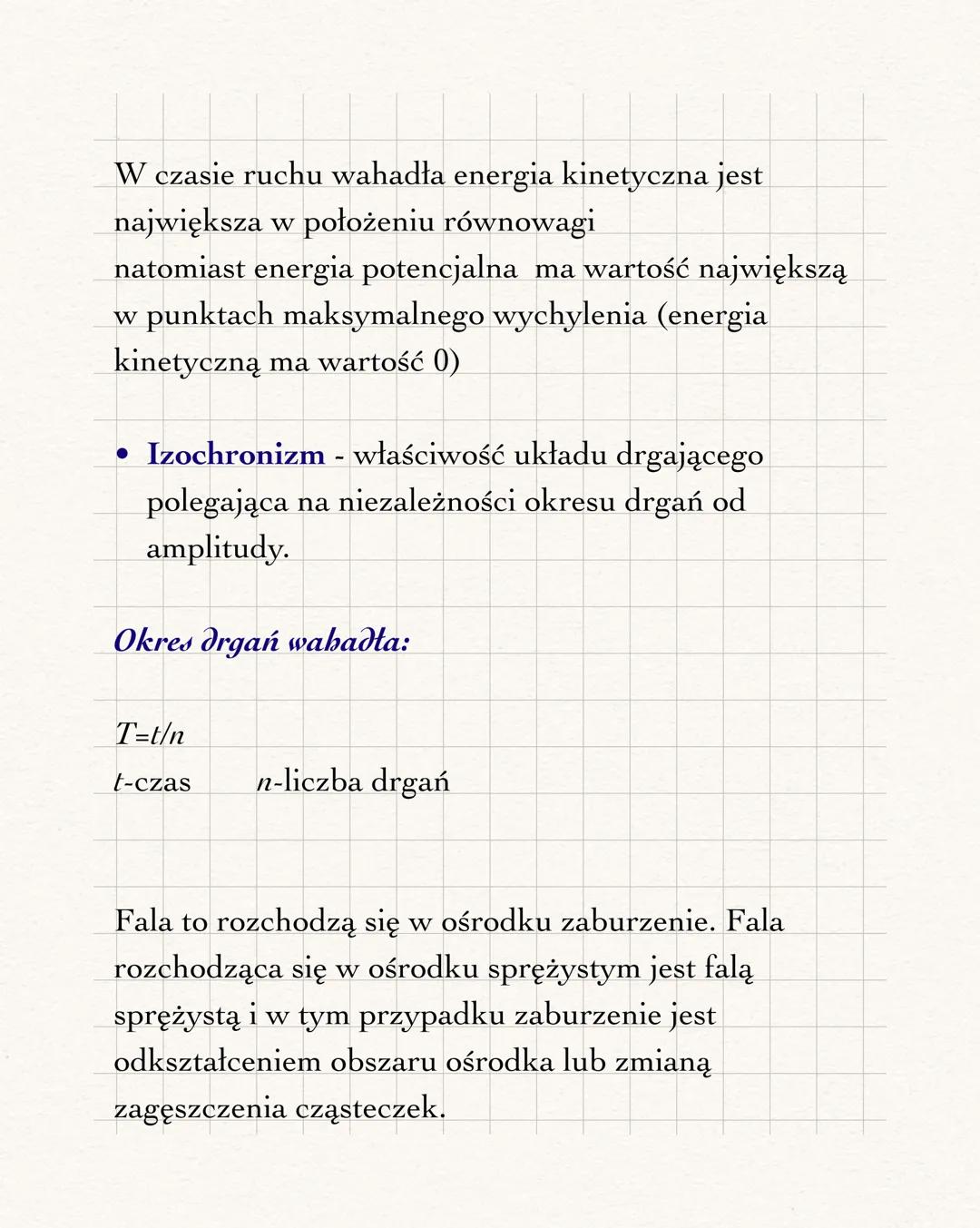 Drgania i fale sprężyste
Dział 8 podręcznik WSiP
• Amplituda - największe wychylenie ciała z położenia
równowagi (oznaczamy literką A)
• Okr