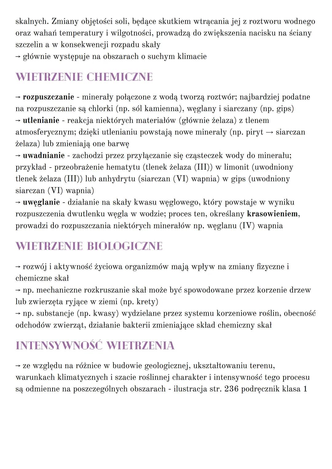 # WIETRZENIE SKAŁ
PRZEDMIOT Geografia KARTKÓWKA
PROCESY KSZTAŁTUJĄCE POWIERZCHNIĘ ZIEMI
- erozja niszczenie podłoża
- transport - materia