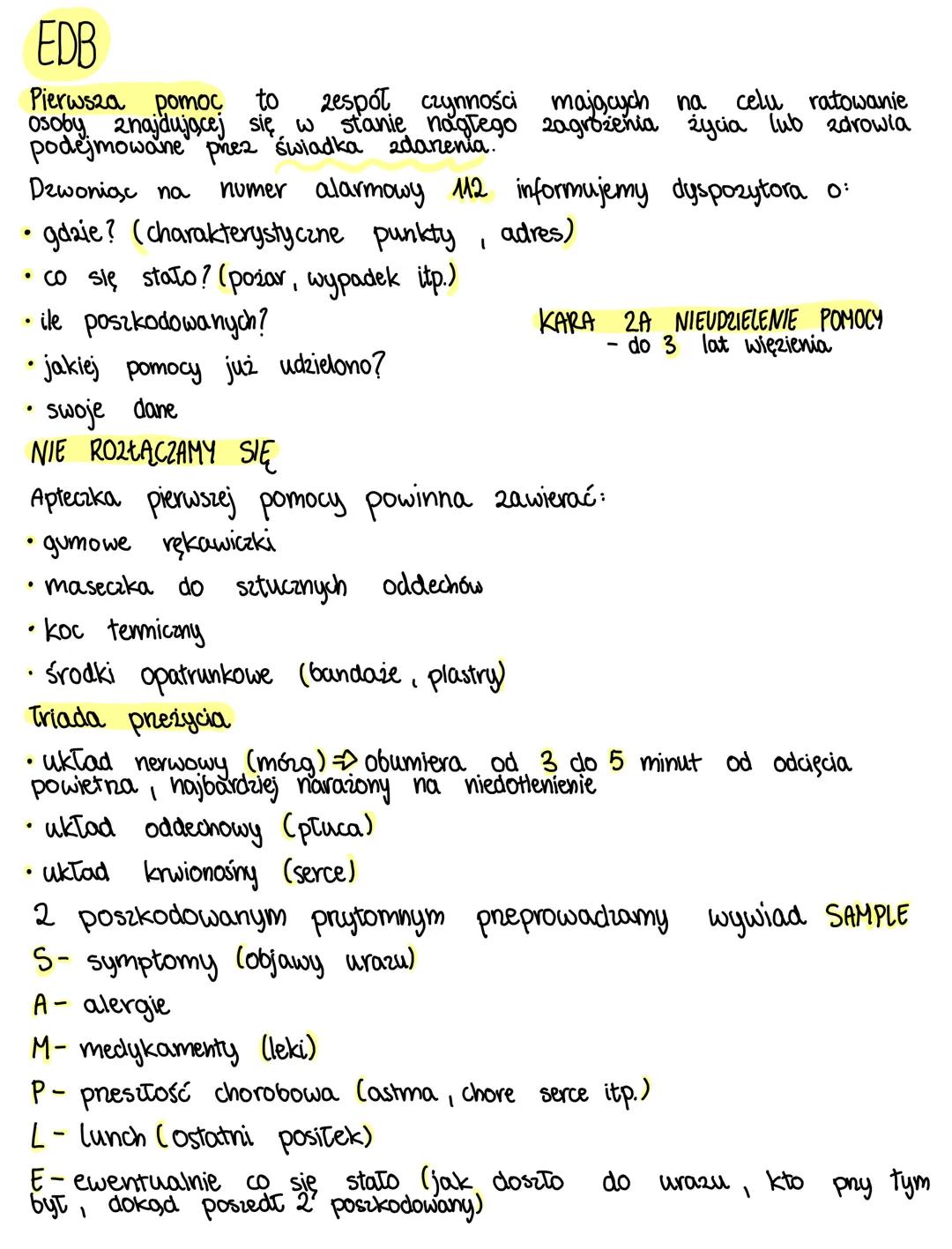 # EDB
Pierwsza pomoc to zespół czynności mających na celu ratowanie
osoby znajdującej się w stanie nagłego zagrożenia życia lub zdrowia
pod