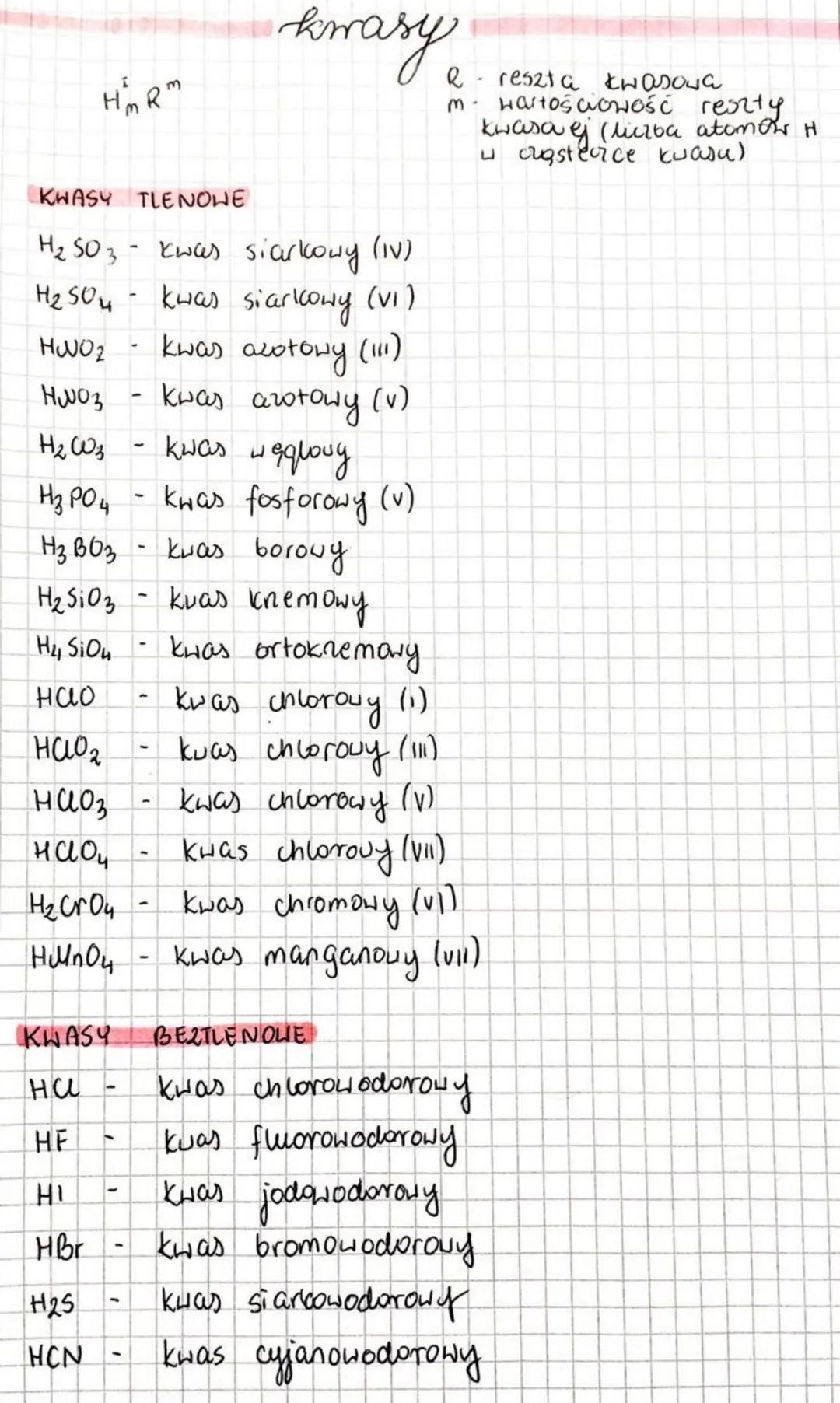 HmRm
kwasy
e reszta KHADONG
m. Hartościowość re
reszty
kwasa ej (liczba atomow H
u augsterice kuasu)
KWASY TLENOWE
H2SO3 kwas siarkowy (