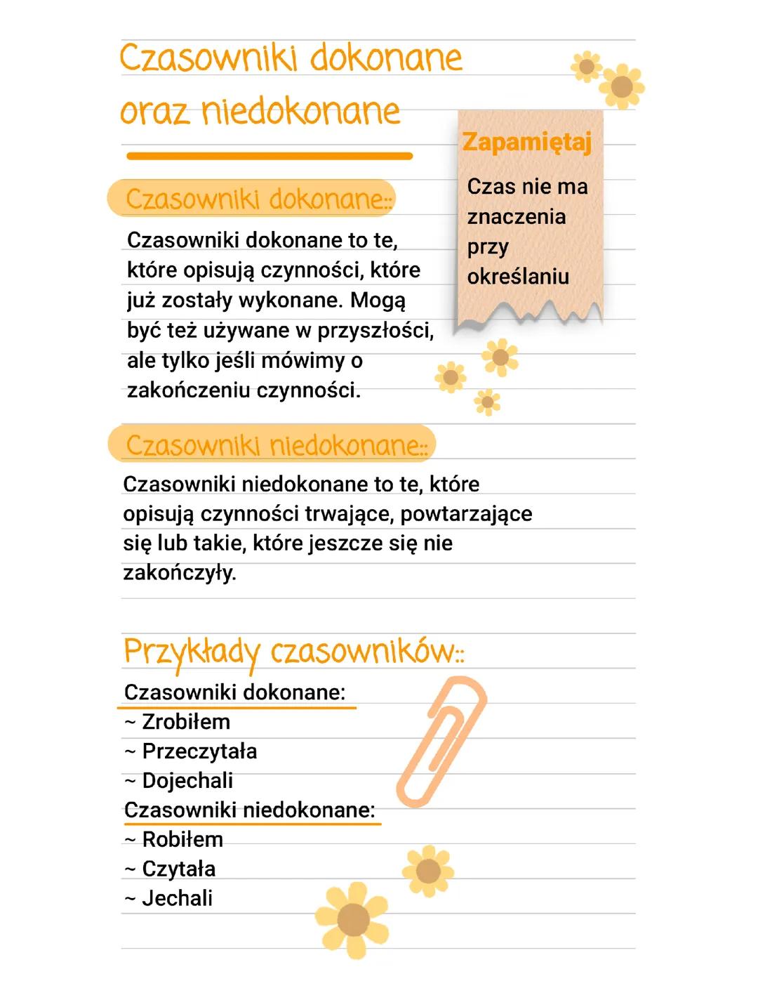 Czasowniki dokonane oraz niedokonane