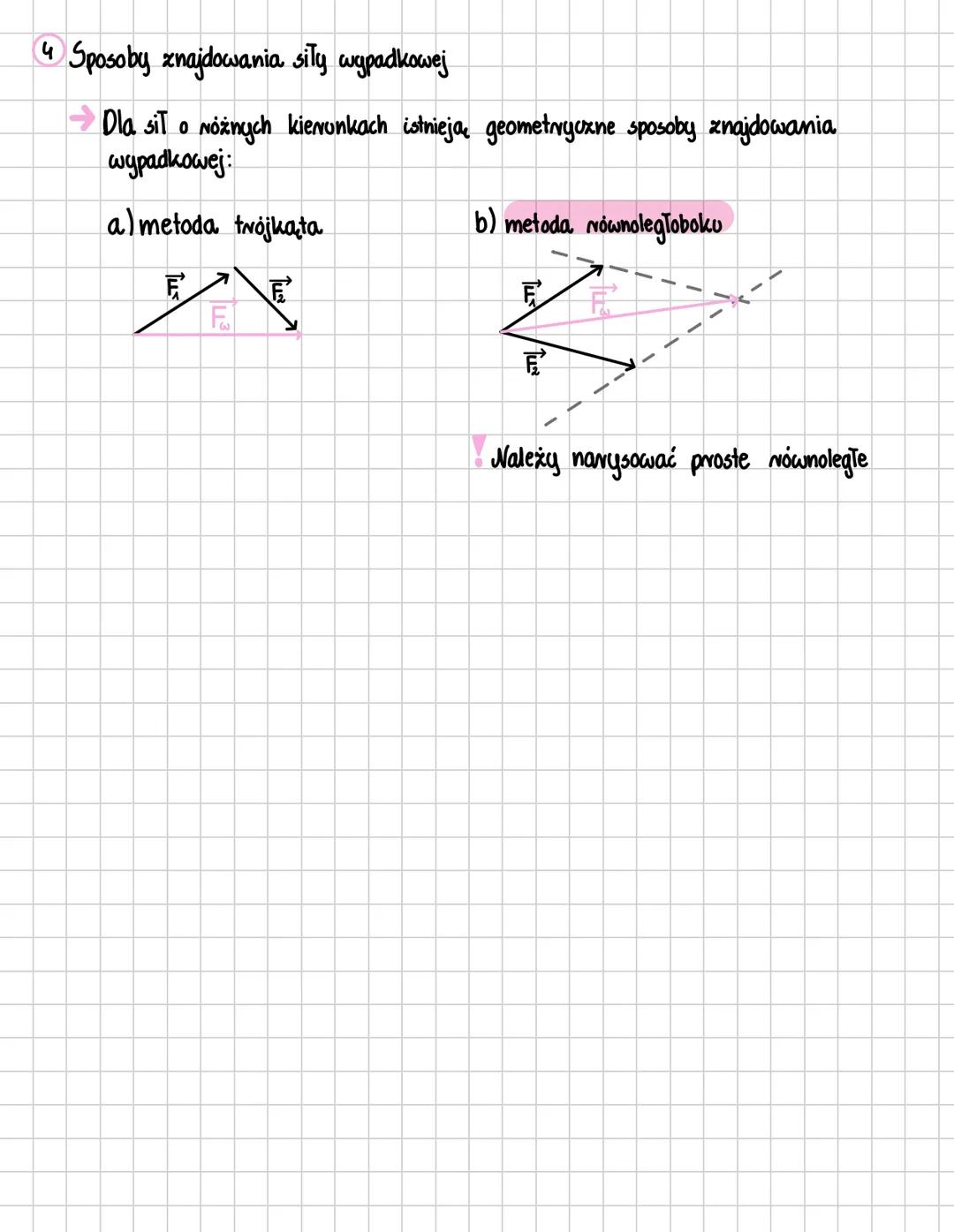 Siła wypadkowa
Gdy na jedno ciało działa wiele sil
Jeśli kilka sił działających na jedno ciało można zastąpić jedną siłą, której
skutek dzia