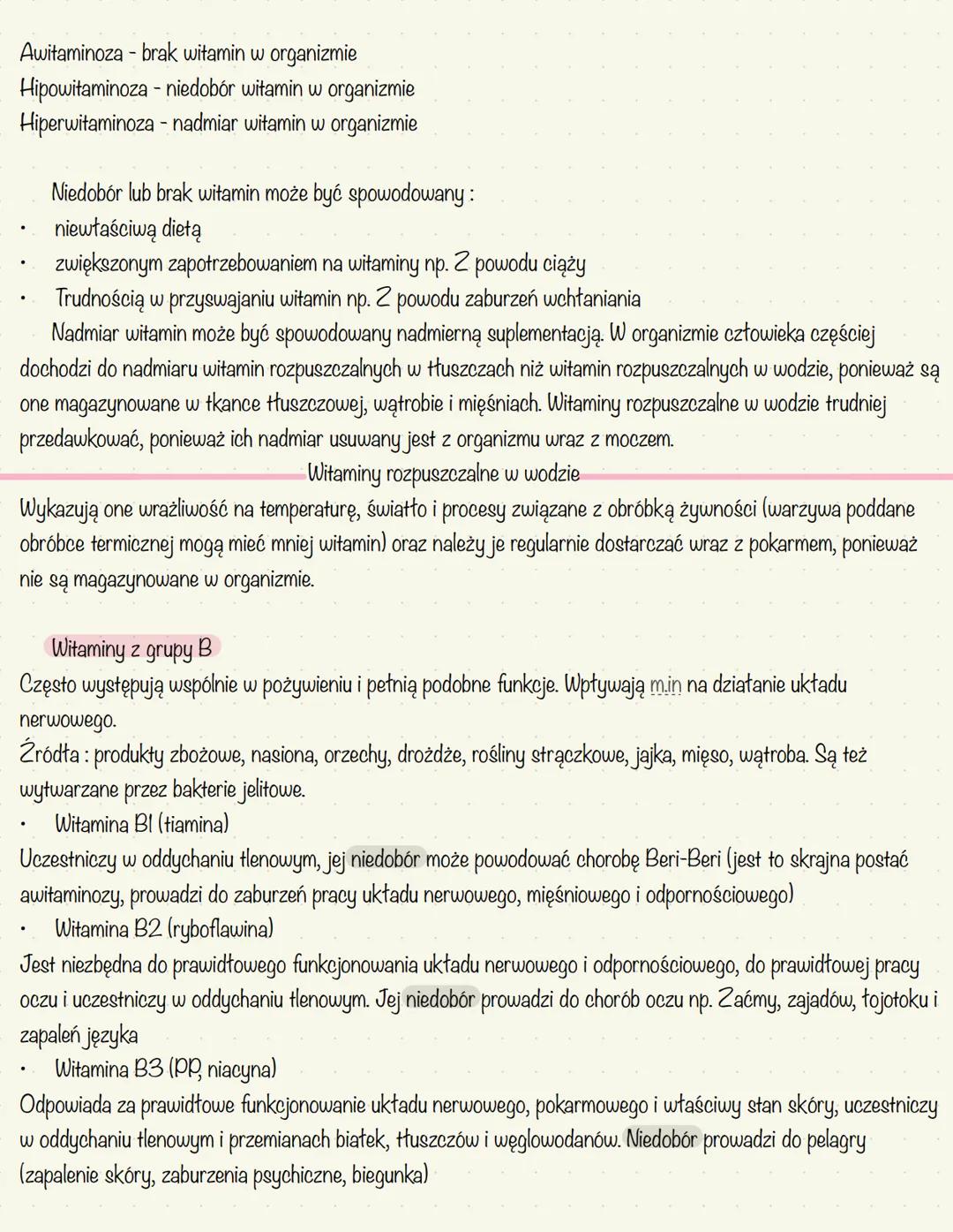 Awitaminoza - brak witamin w organizmie
Hipowitaminoza - niedobór witamin w organizmie
Hiperwitaminoza - nadmiar witamin w organizmie
Nie