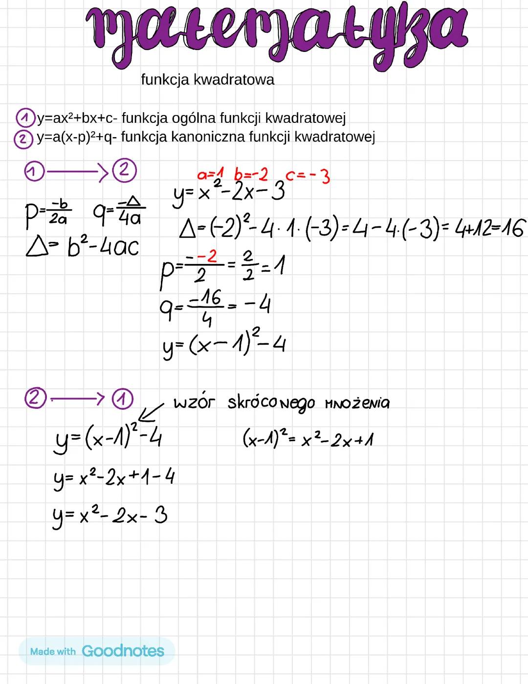 matematyka funkcja kwadratowa