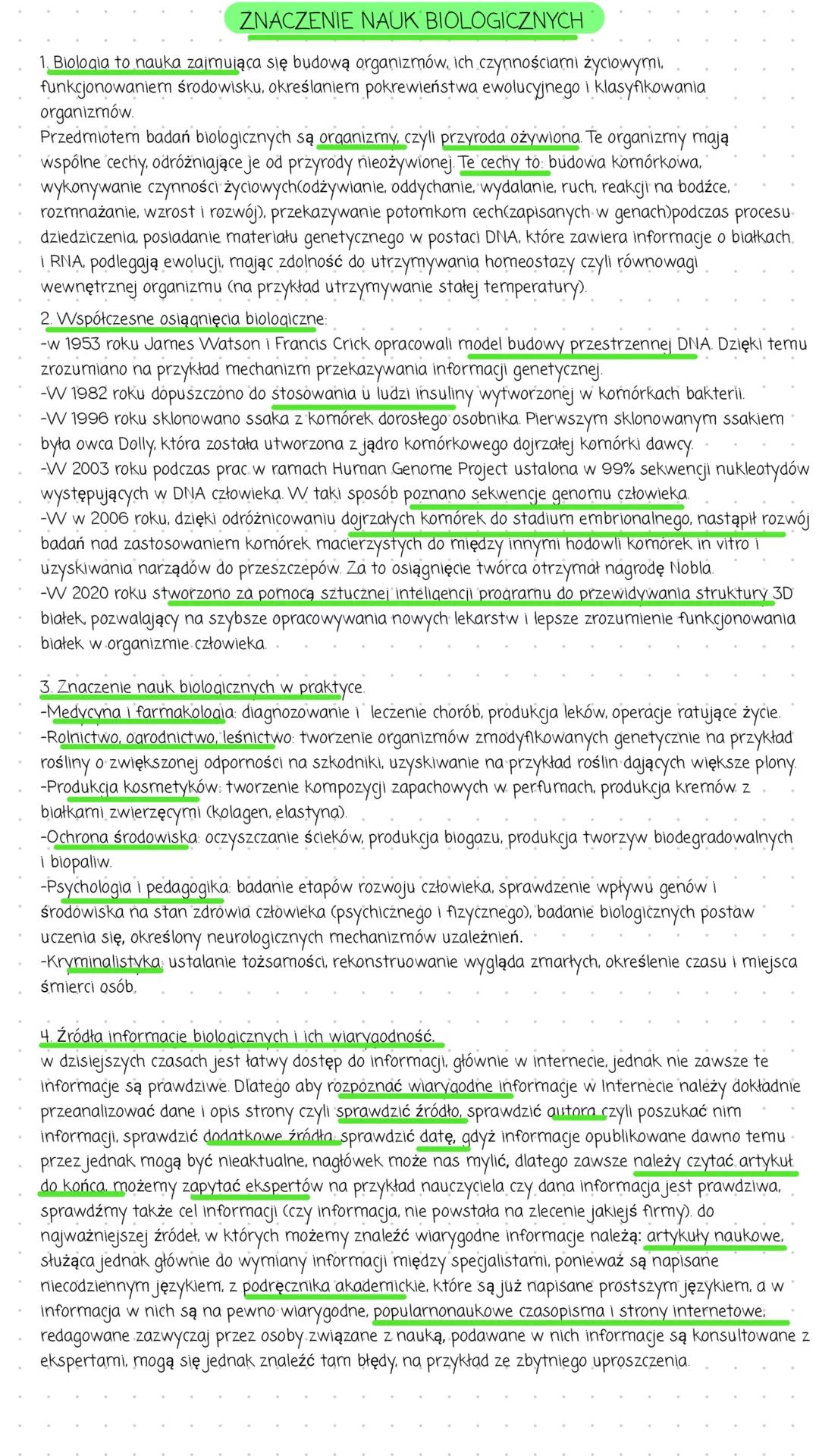 # ZNACZENIE NAUK BIOLOGICZNYCH
1. Biologia to nauka zajmująca się budową organizmów, ich czynnościami życiowymi.
funkcjonowaniem środowisku