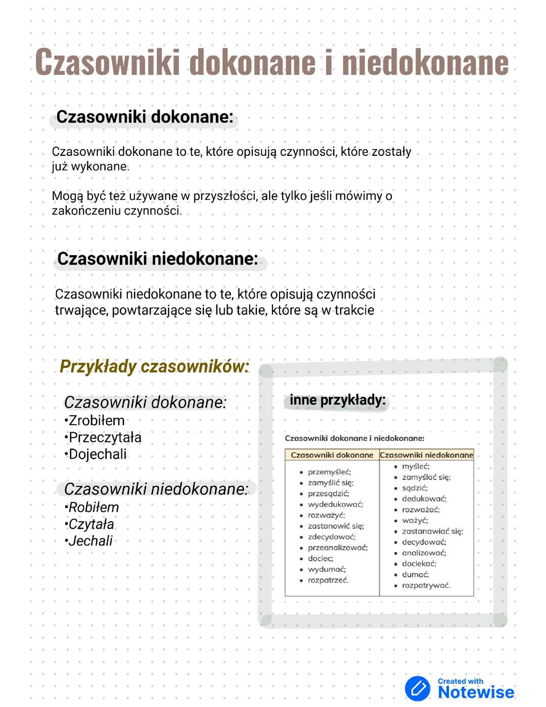 Czasowniki dokonane i niedokonane
