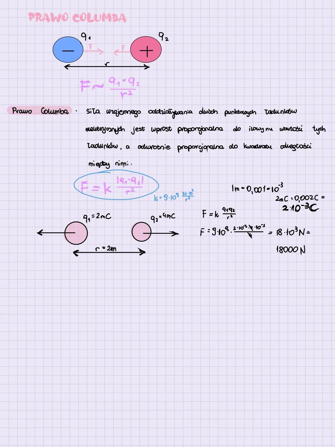 Fizyka ELEKTROSTATYKA
1. Ciało nienaelektryzowane - posiada takie same ilości ładunków dodanich
Cało
występuje przewaga ilości ładunków jedn