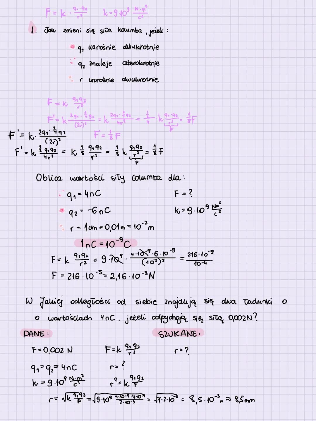 Fizyka ELEKTROSTATYKA
1. Ciało nienaelektryzowane - posiada takie same ilości ładunków dodanich
Cało
występuje przewaga ilości ładunków jedn