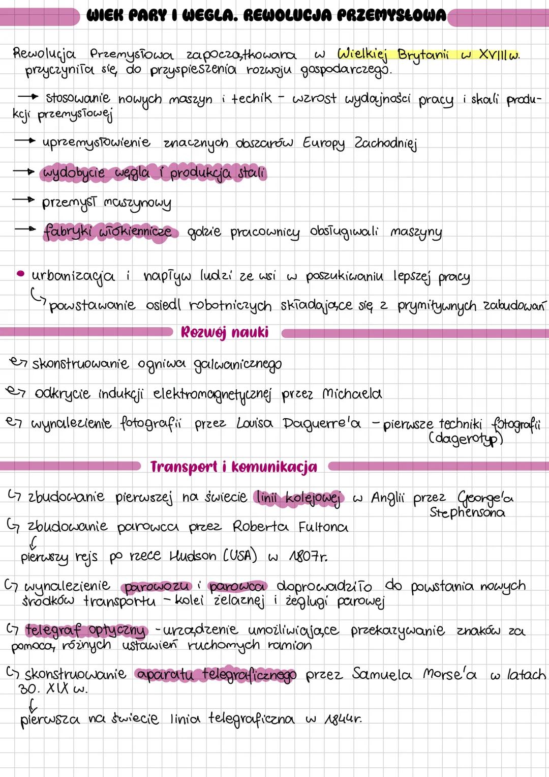 # WIEK PARY I WEGLA. REWOLUCJA PRZEMYSŁOWA
Rewolucja Przemysłowa zapoczątkowana w Wielkiej Brytanii w XVIllw.
przyczyniła się, do przyspies