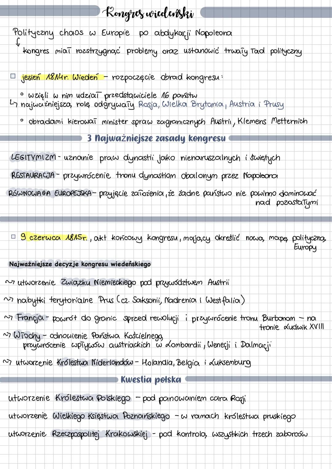 # Kongres wiedeński
Polityczny chaos w Europie po abdykacji Napoleona
kongres miał rozstrzygnąć problemy oraz ustanowić trwały Tad politycz